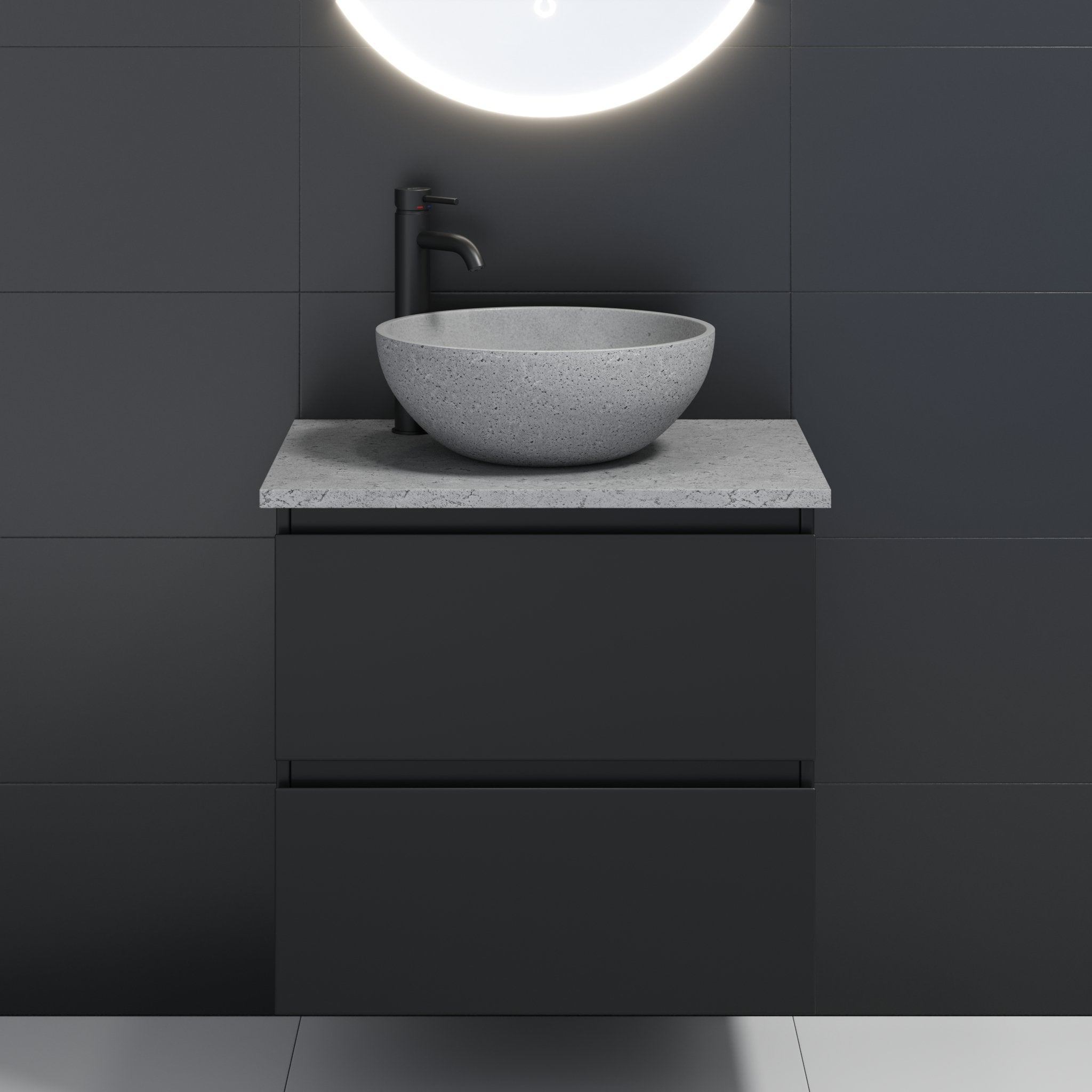 Bergen, Wash Basin, Grey Concrete - 39 cm - MASTERSTORE - 8595677136166 - Wash Basin - 06 - 039 - 19 - 23 - 00 - 8595677136166
