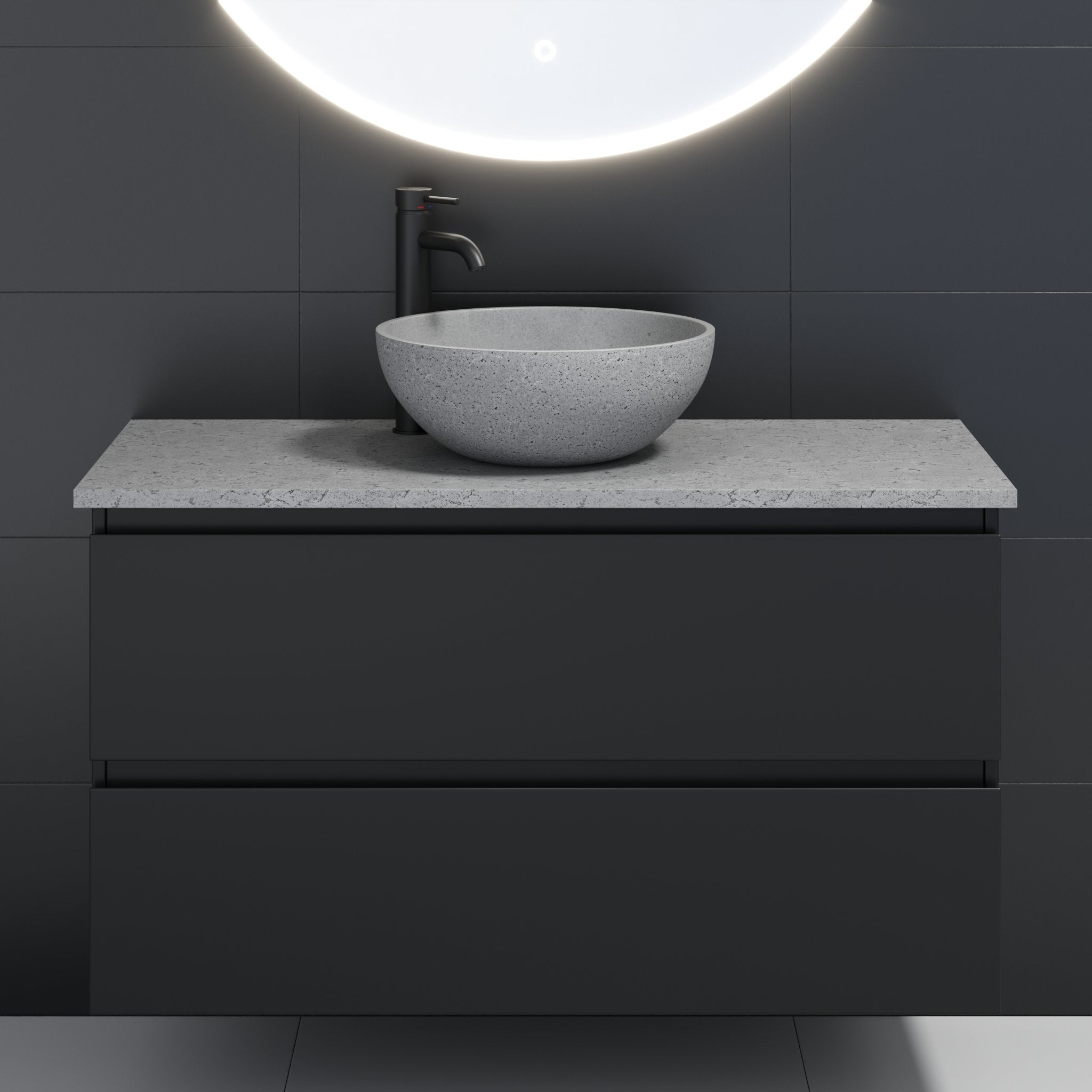 Bergen, Wash Basin, Grey Concrete - 39 cm - MASTERSTORE - 8595677136166 - Wash Basin - 06 - 039 - 19 - 23 - 00 - 8595677136166