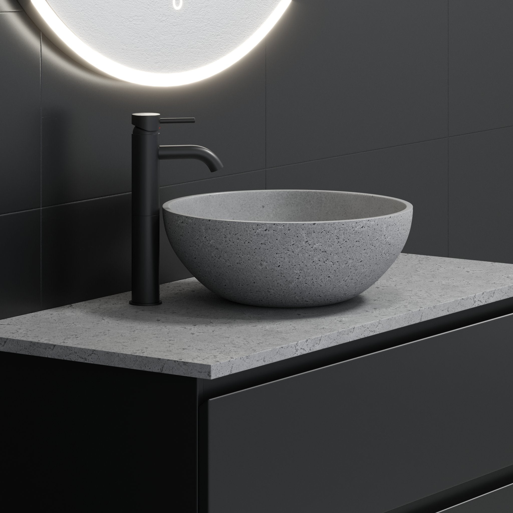 Bergen, Wash Basin, Grey Concrete - 39 cm - MASTERSTORE - 8595677136166 - Wash Basin - 06 - 039 - 19 - 23 - 00 - 8595677136166