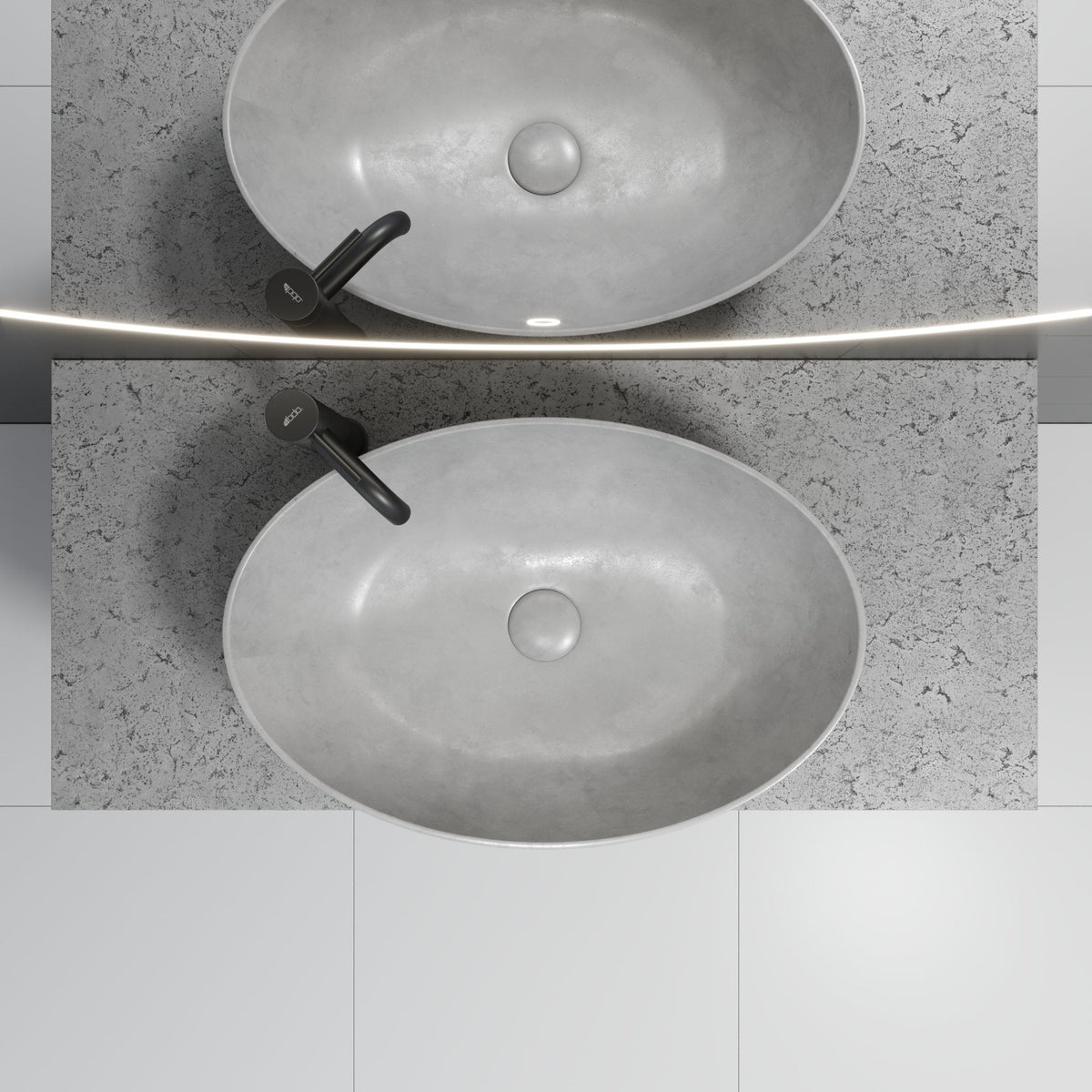 Fristående oval tvättställsskål - 60x40,5x14 cm - betong - ytbehandlad - Olsborg