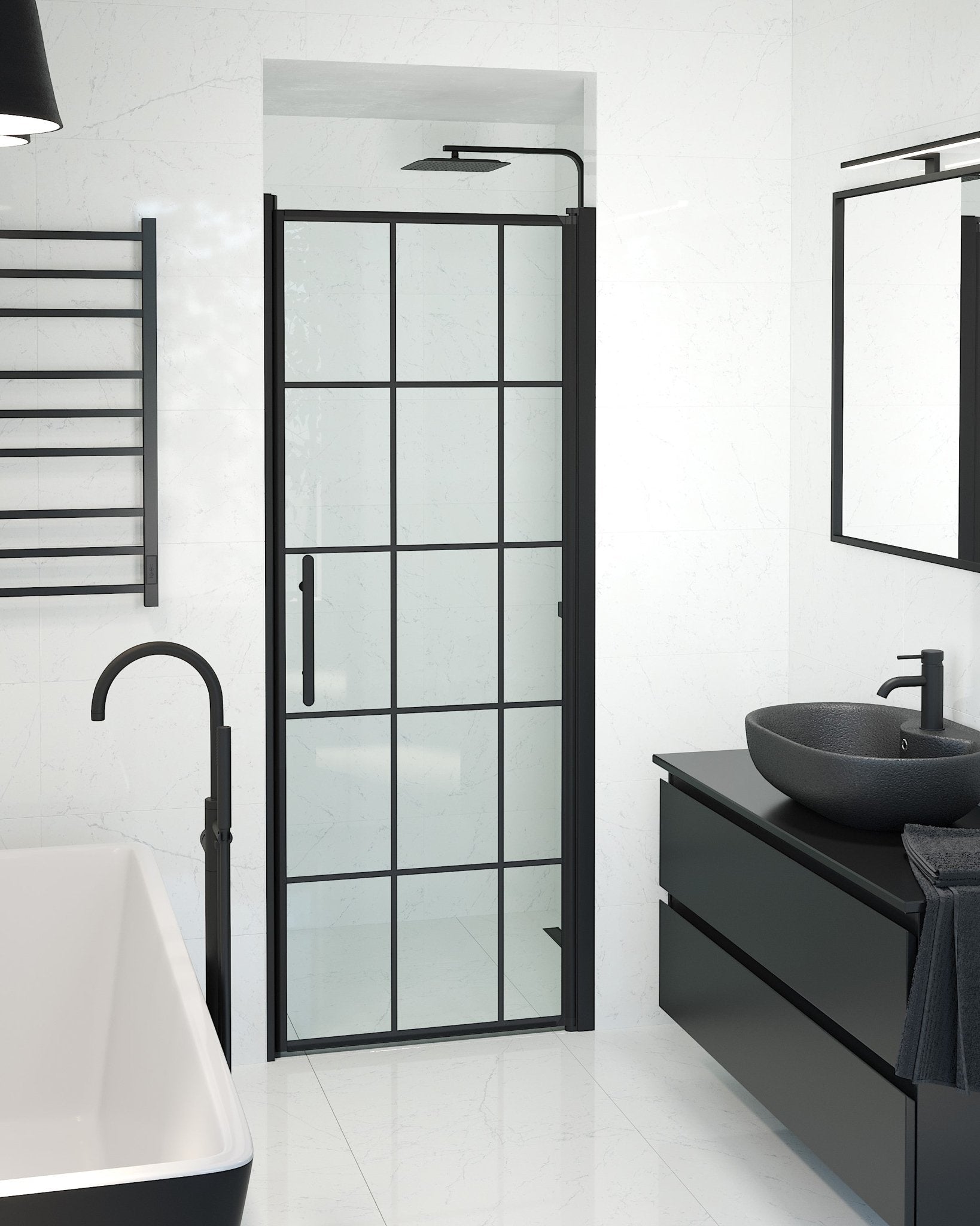 Niche - Frames, Shower Encl. Set - Niche, Frame/Black - 90 cm - MASTERSTORE - 8595677138955 - Shower Enclosure Set - Code - 38-090-00-59-00 - 8595677138955