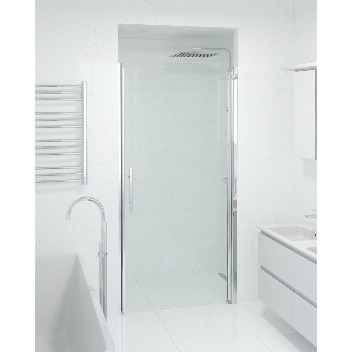 Dörr till duschnisch 70x198 cm - 6 mm klart nanoglas - Krom profil - Vänern