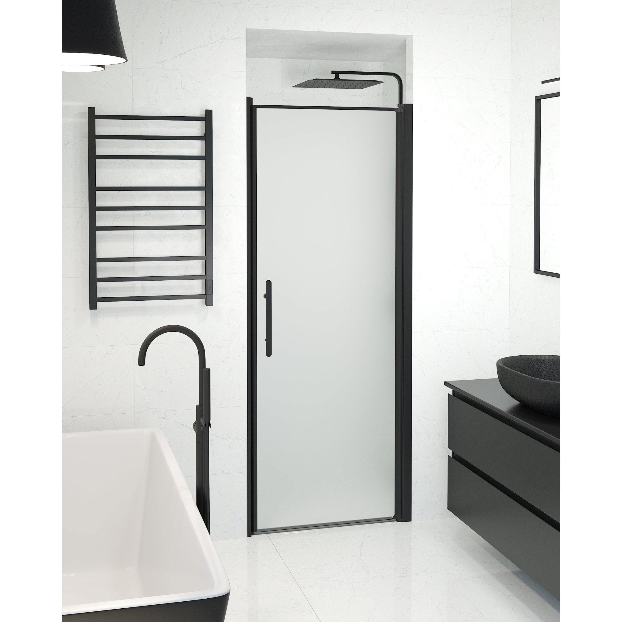 Niche - Frosted, Shower Encl. Set - Niche, Matt/Black - 70 cm - MASTERSTORE - 8595677139037 - Shower Enclosure Set - Code - 38-070-00-55-00 - 8595677139037