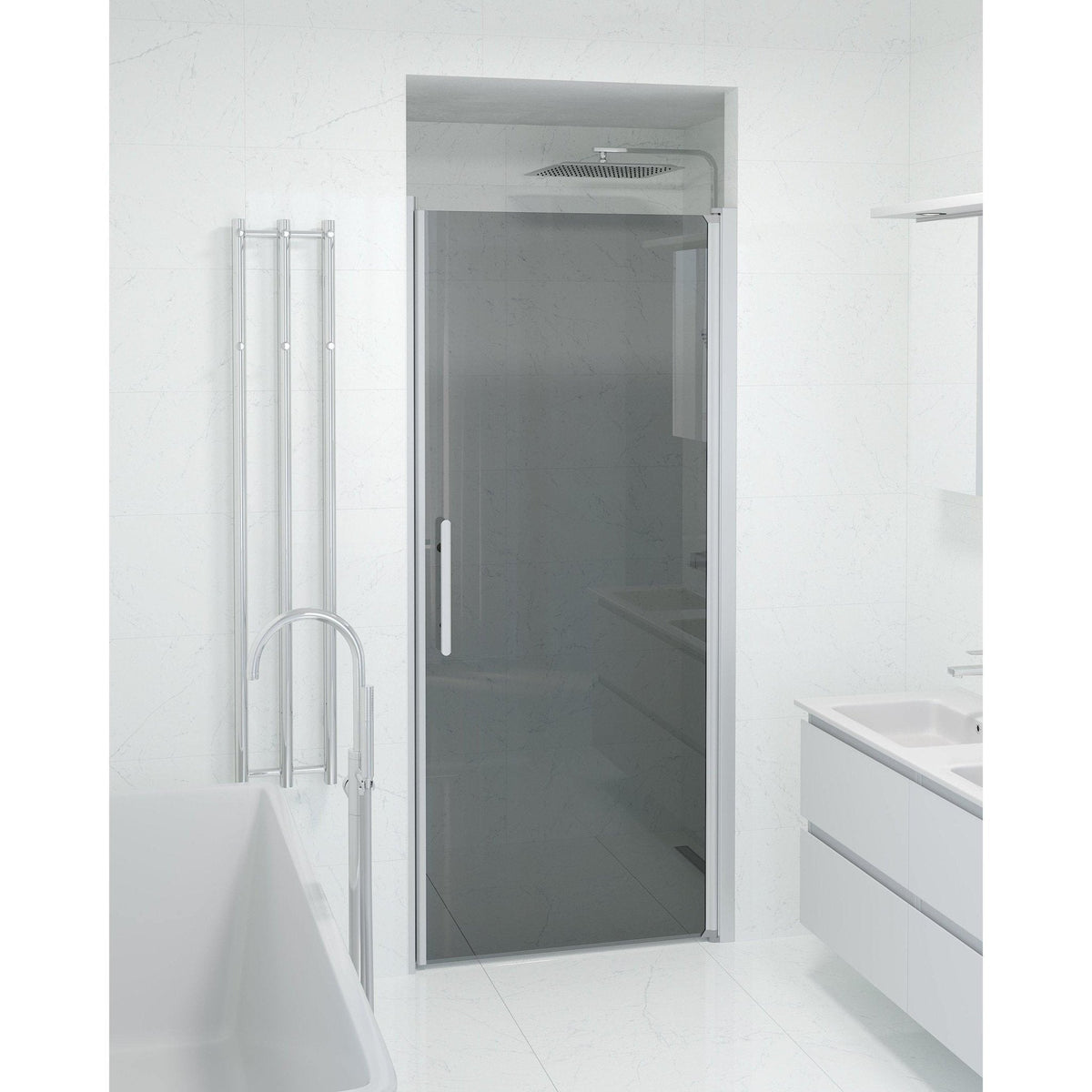 Dörr till duschnisch 70x198 cm - 6 mm rökfärgat nanoglas - borstad aluminiumprofil - Vänern