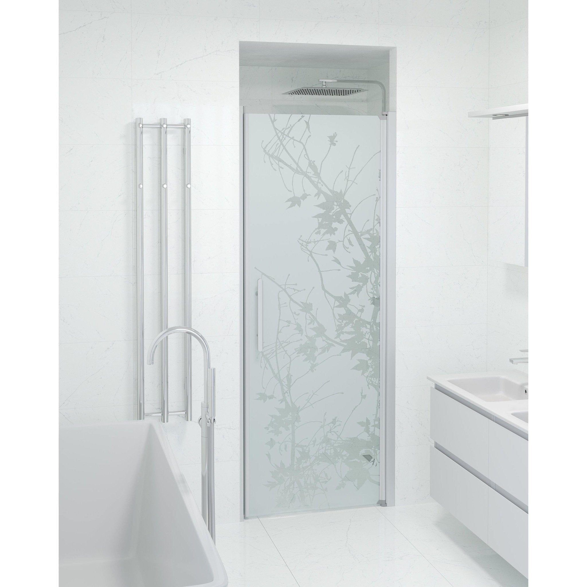 Nischdusch 80x198 cm - 6 mm frostad dekor nanoglas - borstad aluminiumprofil - Vänern - Duschdörrar - Niche - Decor, Shower Enclosure Set - Code, Decor/Satin - 80 cm - MASTERSTORE - 8595677139143 - Shower Enclosure Set - Code - 38 - 080 - 02 - 54 - 00 - 8595677139143 -