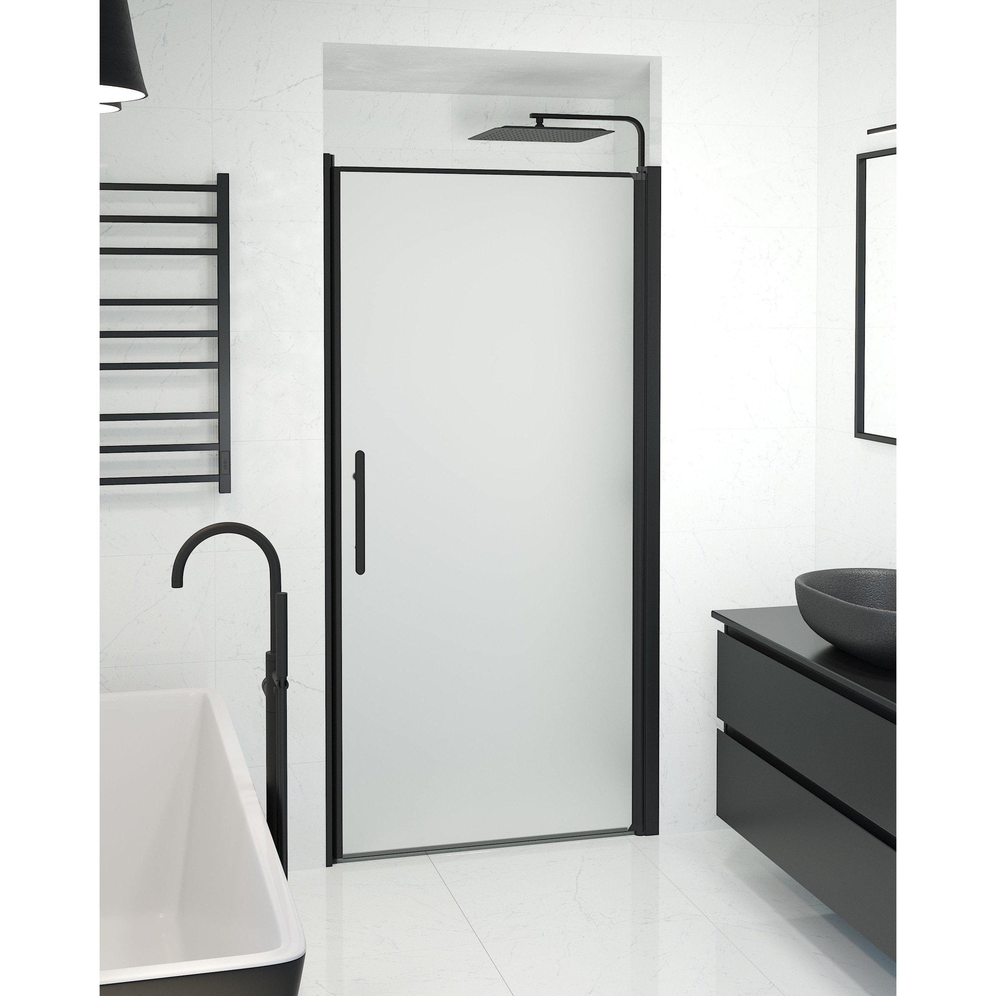 Niche - Frosted, Shower Enclosure Set - Code, Matt/Black - 90 cm - MASTERSTORE - 8595677139273 - Shower Enclosure Set - Code - 38 - 090 - 00 - 55 - 00 - 8595677139273