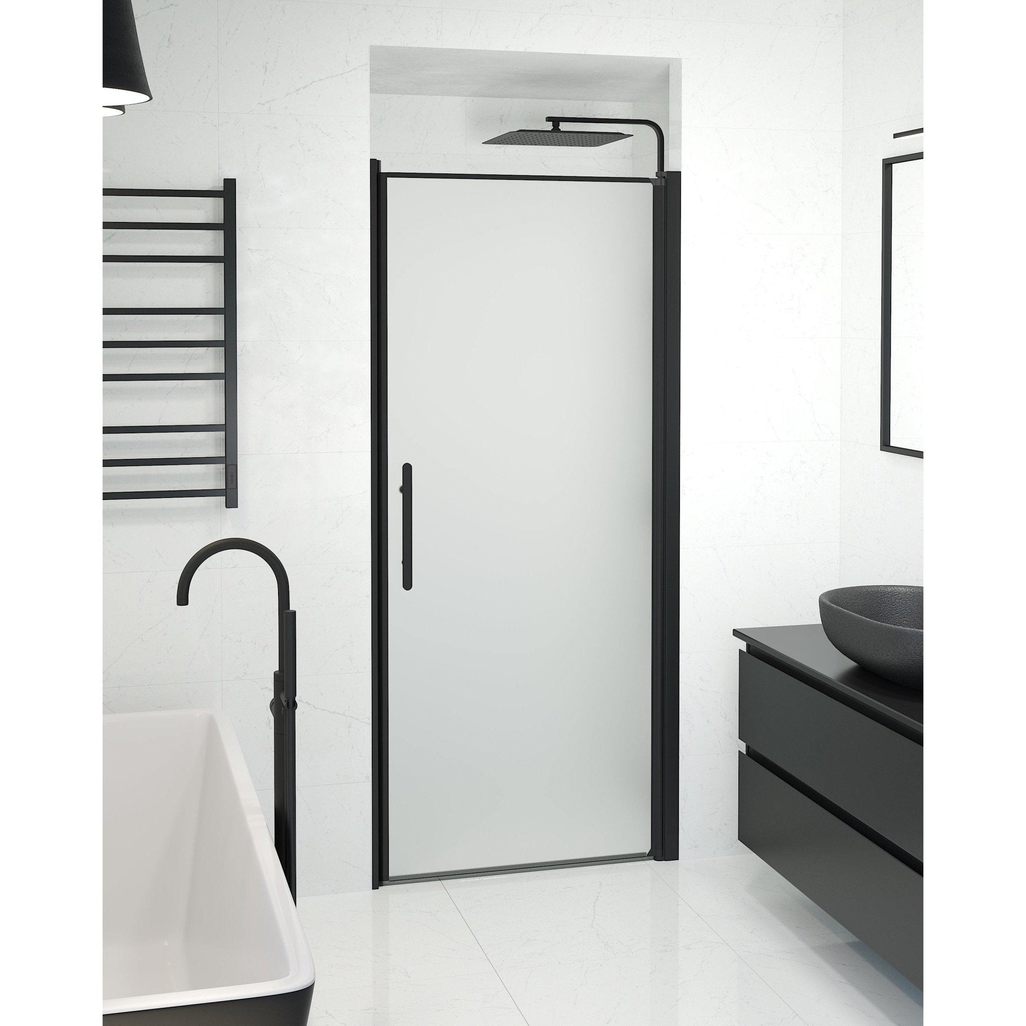 Niche - Frosted, Shower Enclosure Set - Code, Matt/Black - 90 cm - MASTERSTORE - 8595677139273 - Shower Enclosure Set - Code - 38 - 090 - 00 - 55 - 00 - 8595677139273