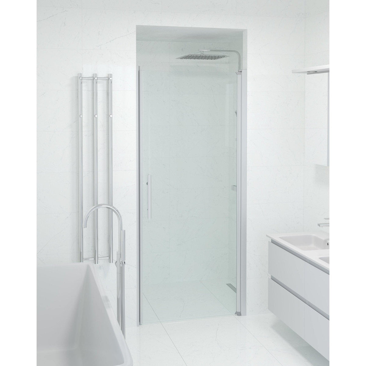 Niche - Clear, Shower Enclosure Set - Code, Clear/Satin - 100 cm - MASTERSTORE - 8595677139358 - Shower Enclosure Set - Code - 38 - 100 - 02 - 50 - 00 - 8595677139358