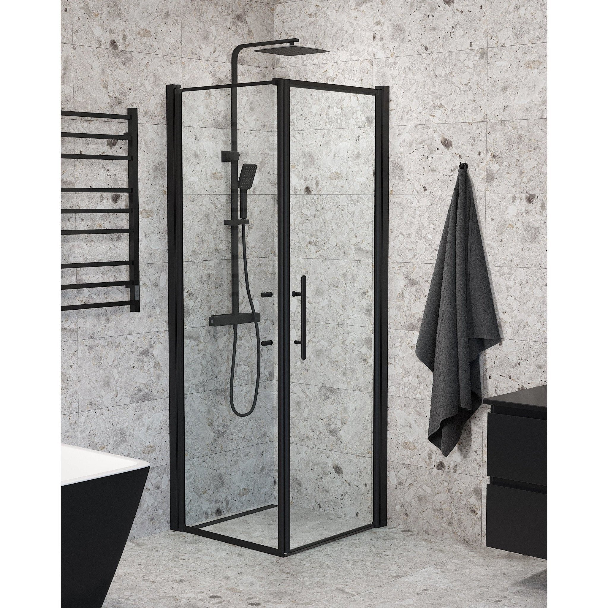 Wall + Door - Clear, Shower Enclosure Set - Code, Clear/Black - 70 cm - MASTERSTORE - 8595677139457 - Shower Enclosure Set - Code - 40 - 707 - 00 - 50 - 00 - 8595677139457