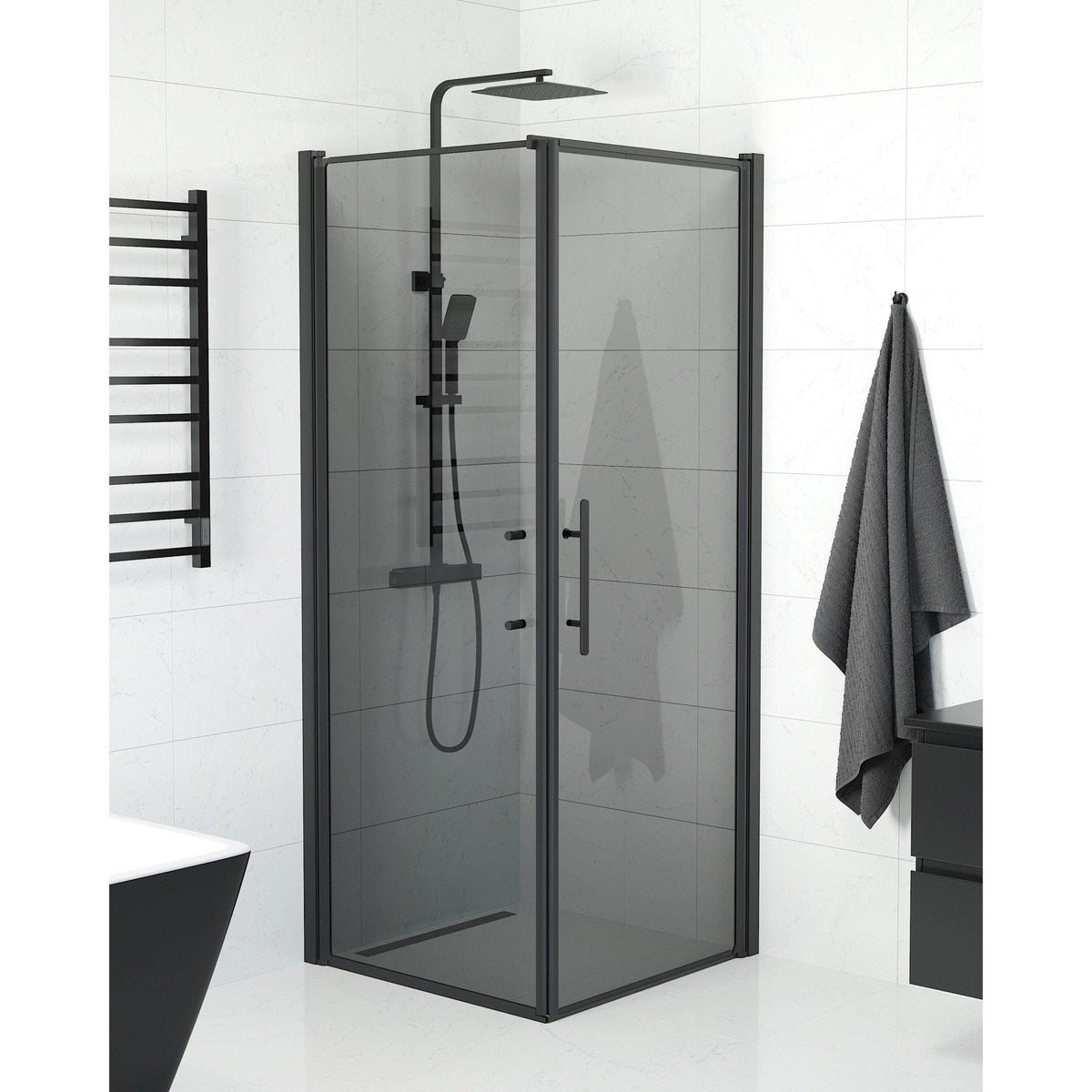 Wall + Door - Smoked, Shower Enclosure Set - Code, Smoked/Black - 70 cm - MASTERSTORE - 8595677139488 - Shower Enclosure Set - Code - 40 - 707 - 00 - 56 - 00 - 8595677139488