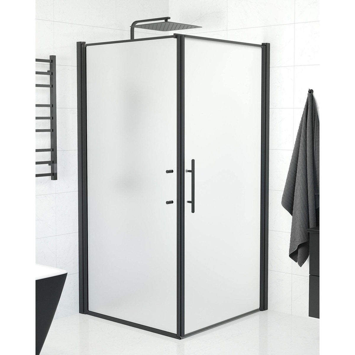 Wall + Door - Frosted, Shower Enclosure Set - Code, Matt/Black - 80 cm - MASTERSTORE - 8595677139556 - Shower Enclosure Set - Code - 40 - 807 - 00 - 55 - 00 - 8595677139556
