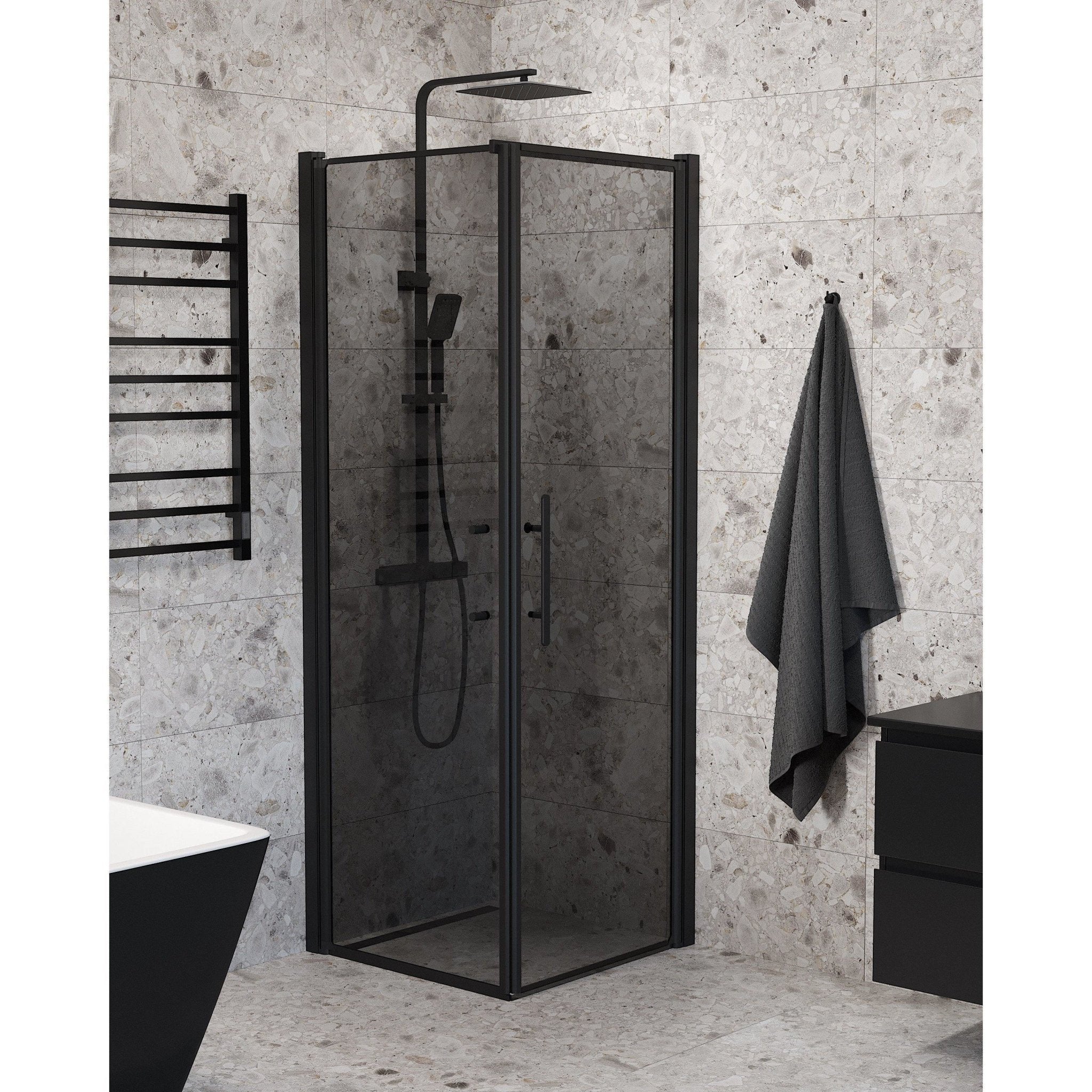 Wall + Door - Smoked, Shower Enclosure Set - Code, Smoked/Black - 90 cm - MASTERSTORE - 8595677139648 - Shower Enclosure Set - Code - 40 - 907 - 00 - 56 - 00 - 8595677139648
