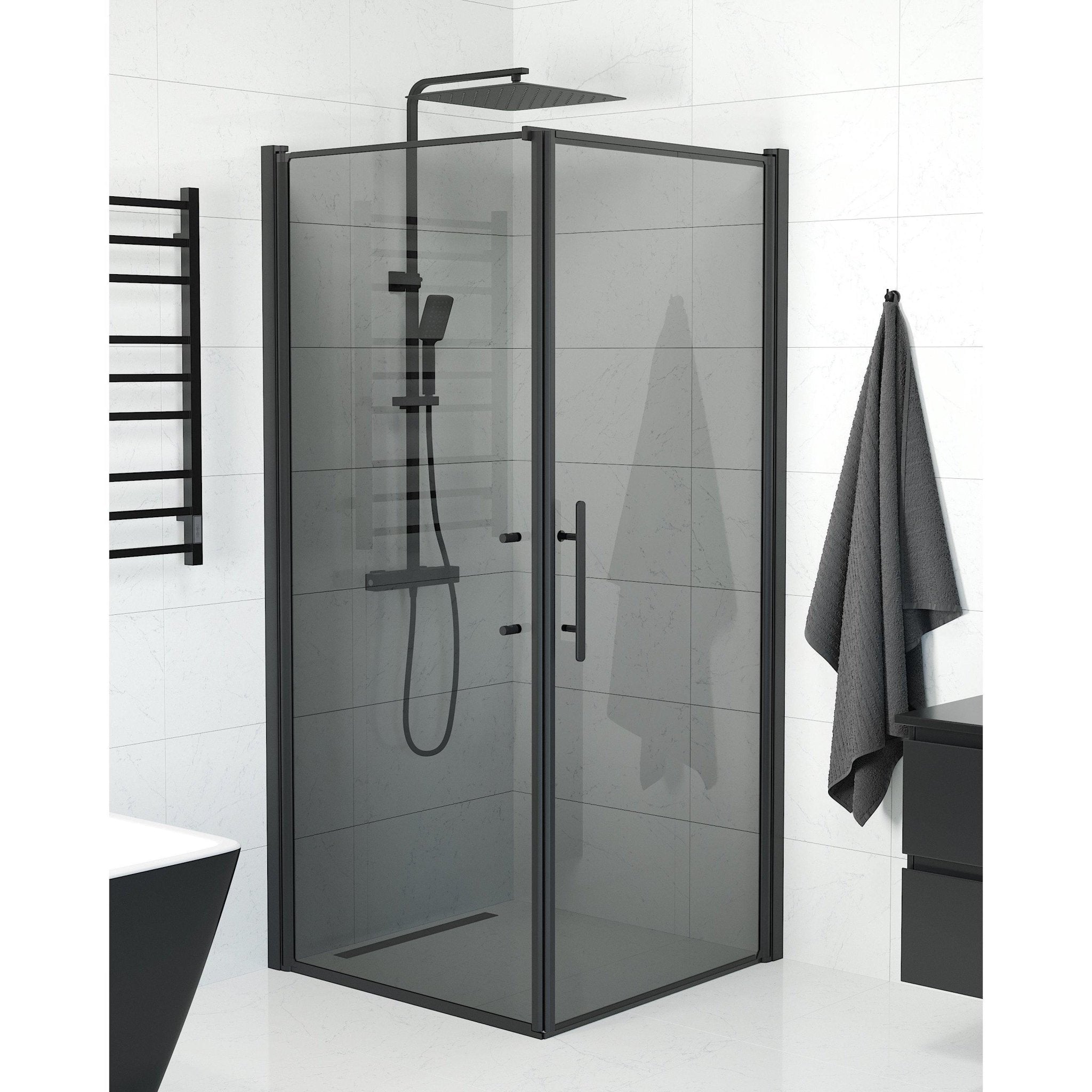 Wall + Door - Smoked, Shower Enclosure Set - Code, Smoked/Black - 90 cm - MASTERSTORE - 8595677139648 - Shower Enclosure Set - Code - 40 - 907 - 00 - 56 - 00 - 8595677139648