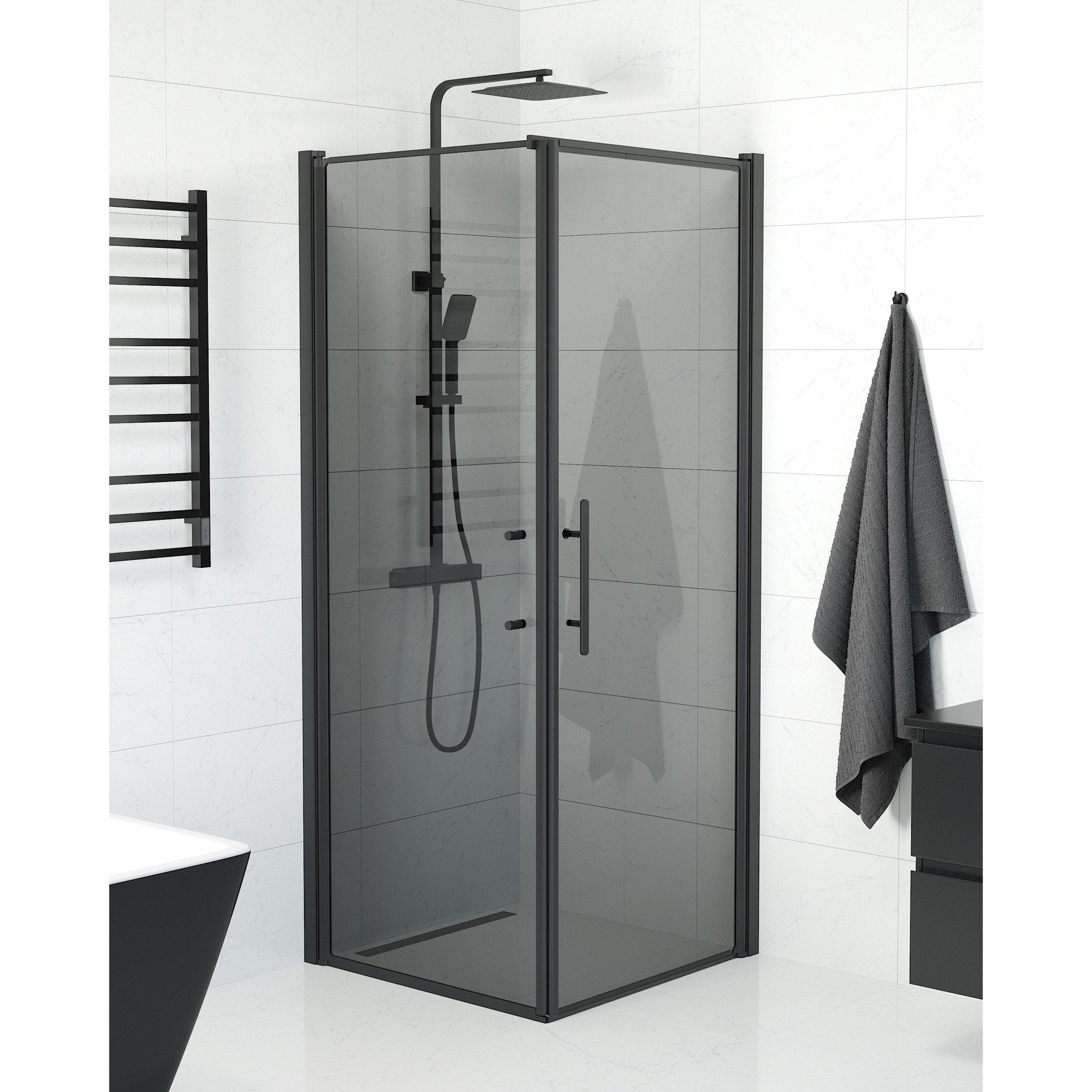 Wall + Door - Smoked, Shower Enclosure Set - Code, Smoked/Black - 90 cm - MASTERSTORE - 8595677139648 - Shower Enclosure Set - Code - 40 - 907 - 00 - 56 - 00 - 8595677139648