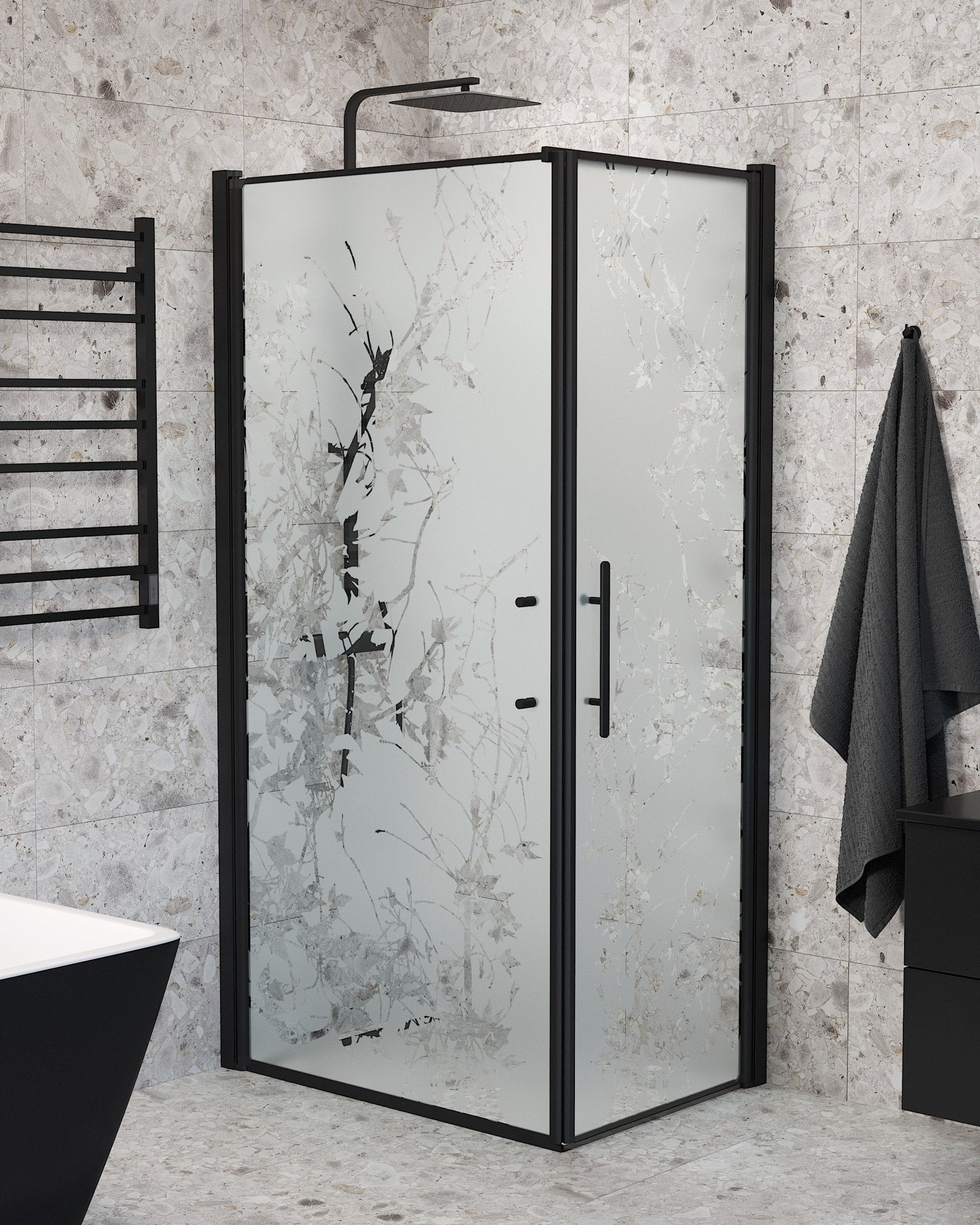 Wall + Door - Decor, Shower Enclosure Set - Code, Decor/Black - 80 cm - MASTERSTORE - 8595677139785 - Shower Enclosure Set - Code - 40 - 808 - 00 - 54 - 00 - 8595677139785