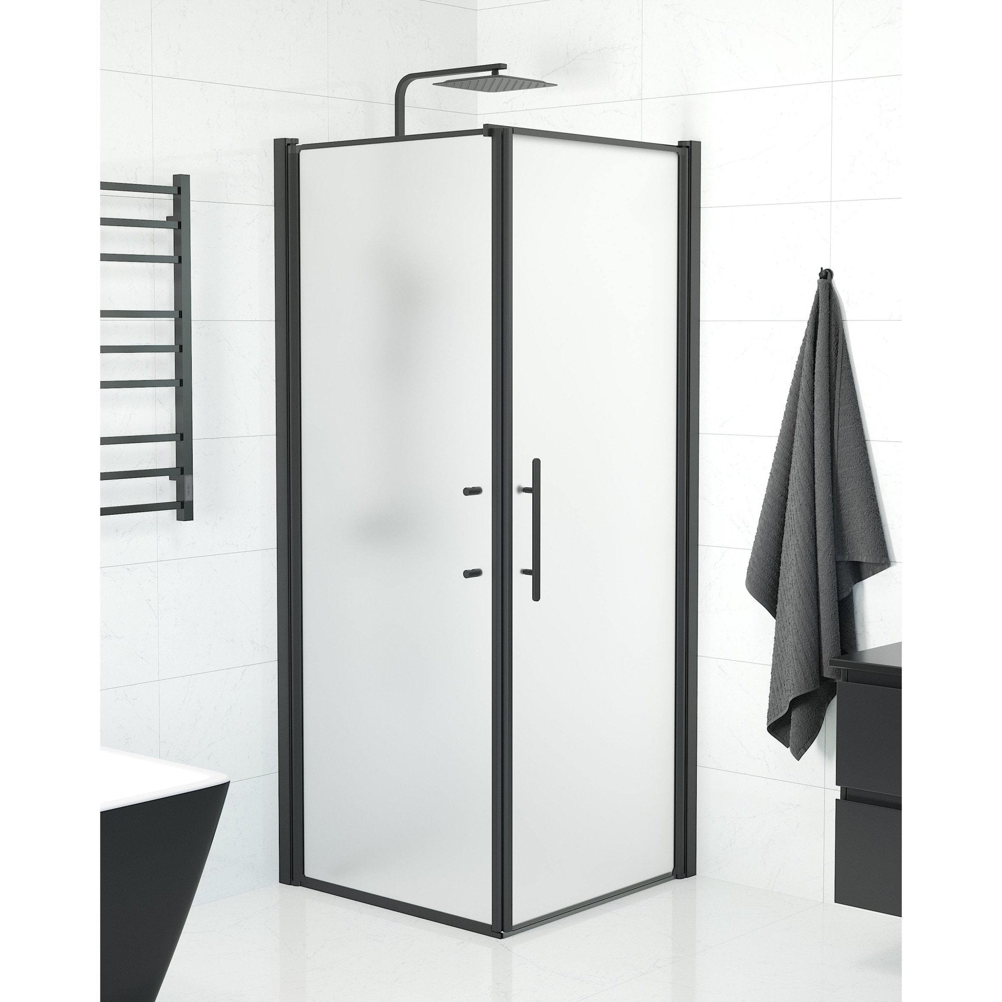 Wall + Door - Frosted, Shower Enclosure Set - Code, Matt/Black - 80 cm - MASTERSTORE - 8595677139792 - Shower Enclosure Set - Code - 40 - 808 - 00 - 55 - 00 - 8595677139792