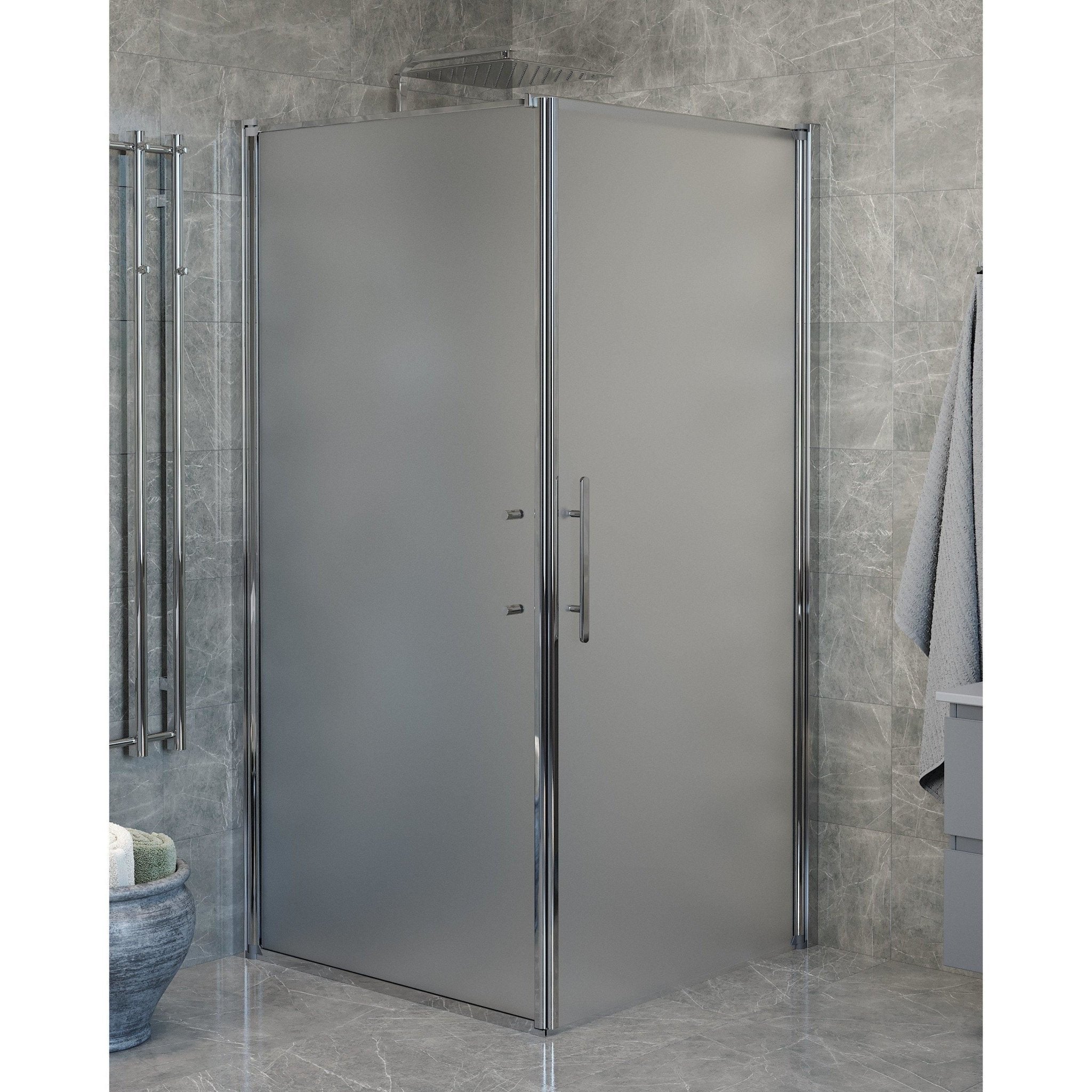 Wall + Door - Frosted, Shower Enclosure Set - Code, Matt/Chrome - 100 cm - MASTERSTORE - 8595677140231 - Shower Enclosure Set - Code - 40 - 101 - 01 - 55 - 00 - 8595677140231
