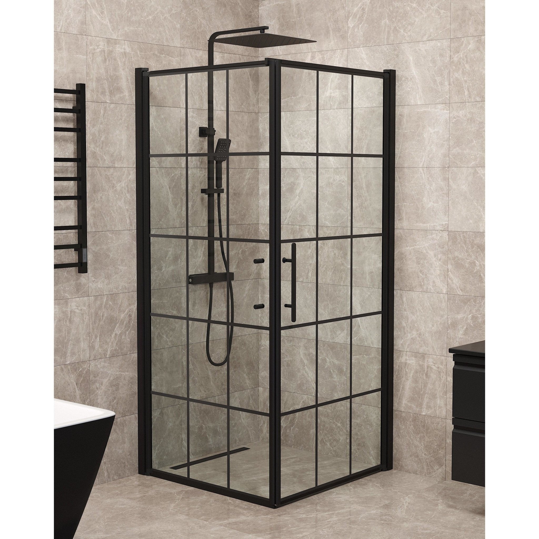 Wall + Door - Frames, Shower Enclosure Set - Code, Frame/Black - 90 cm - MASTERSTORE - 8595677140576 - Shower Enclosure Set - Code - 40 - 909 - 00 - 59 - 00 - 8595677140576