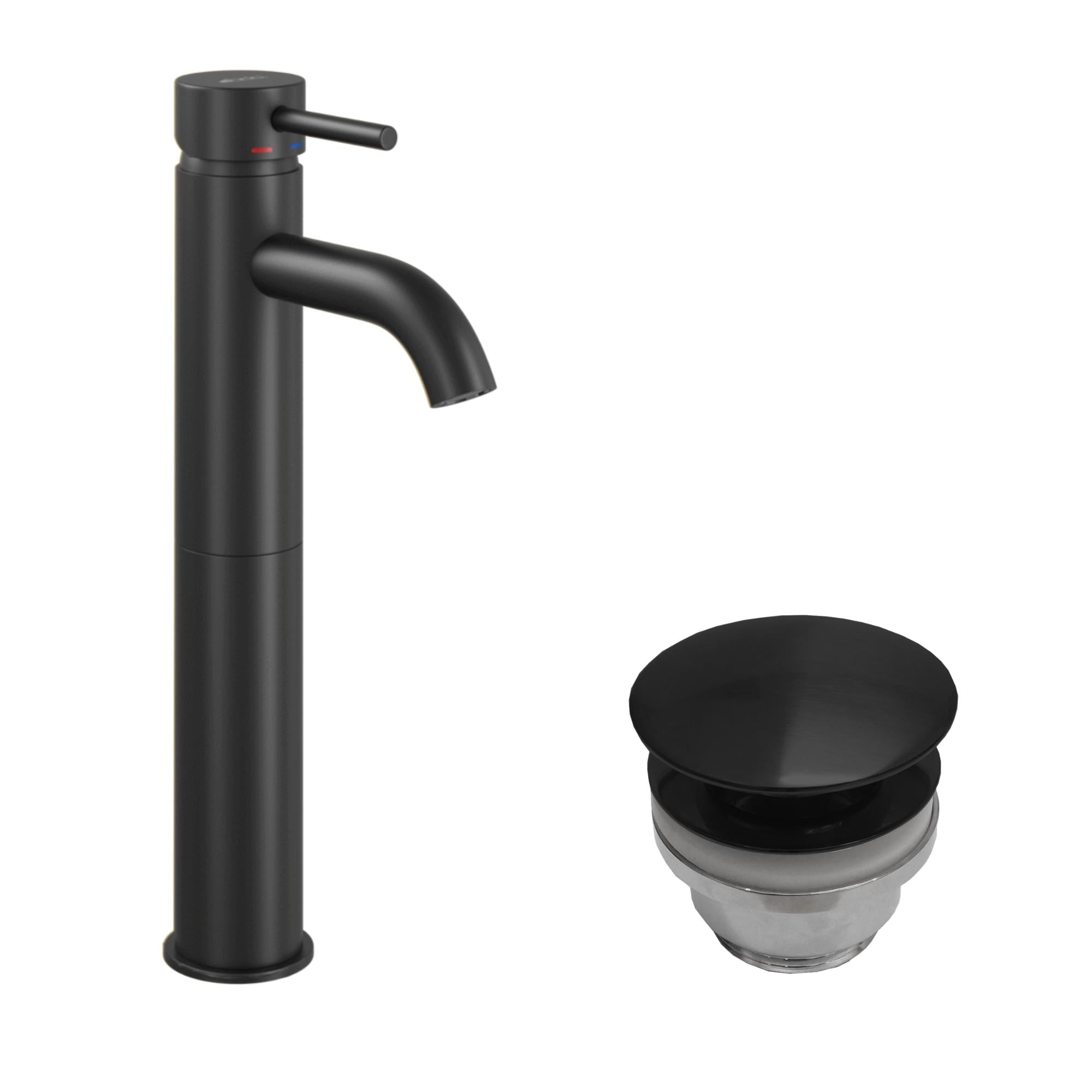 Rund tvättställsblandare 29 cm - hög modell - med bottenventil (set) - mattborstad mässing - Dragør - Tvättställsblandare - Dragør, Mixer Set - Code, Brass Mat - 5 cm - MASTERSTORE - 8595677141320 - Mixer Set - Code - 48 - 005 - 00 - 70 - 30 - 8595677141320 -