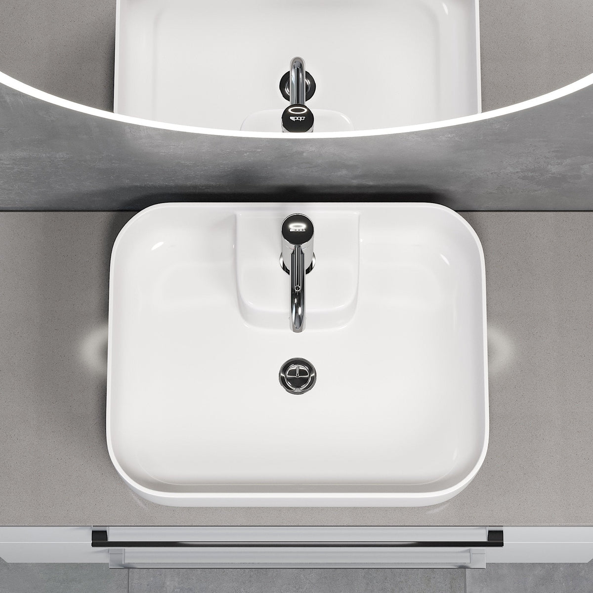 Rund tvättställsblandare 15,7 cm – med bottenventil (set) – Krom – Dragør