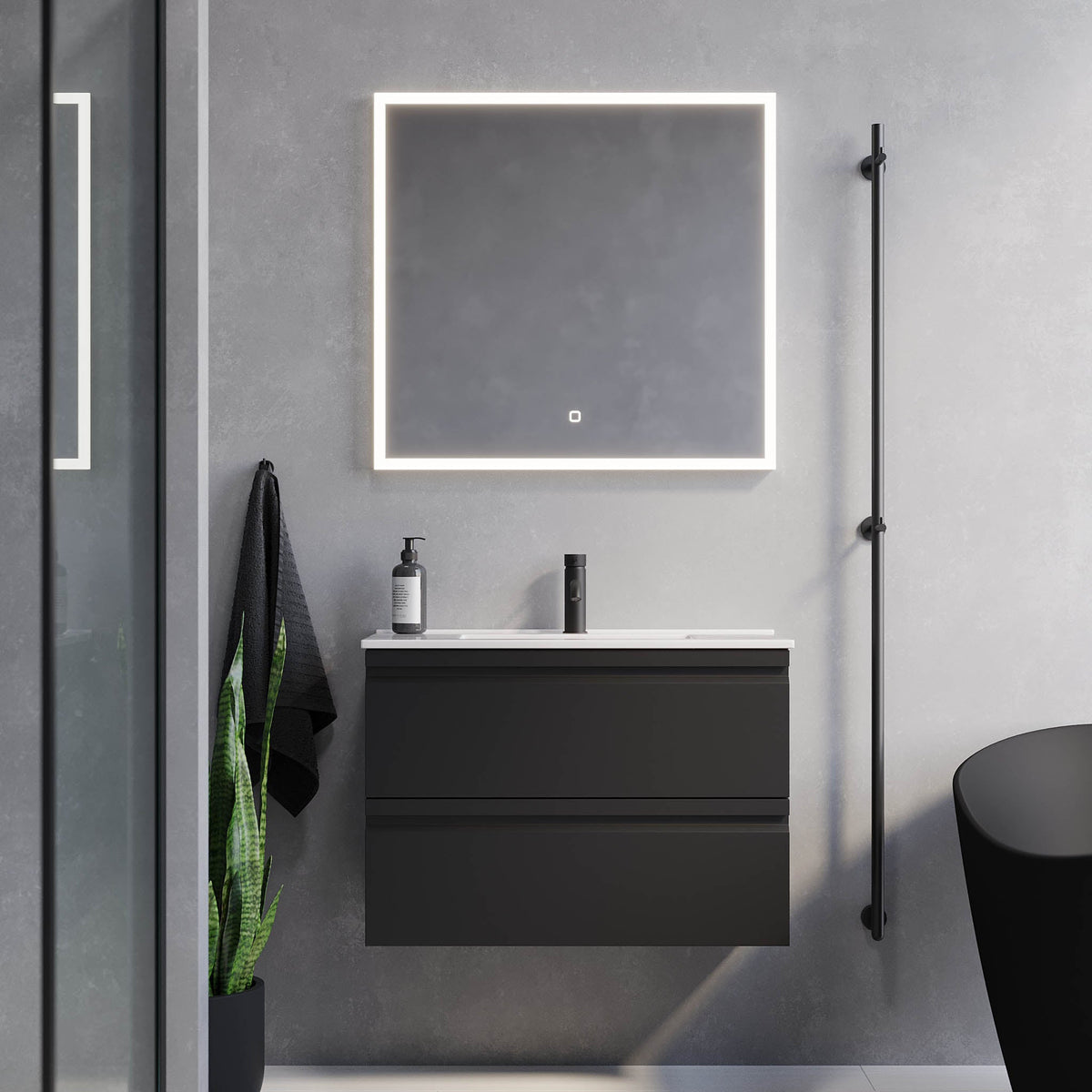 Knarrlagsund, Furniture Set - Basin & Cabinet, Black Mat - 80 cm - MASTERSTORE - 8595677142471 - Furniture Set - Code - 74-080-70-02-30 - 8595677142471