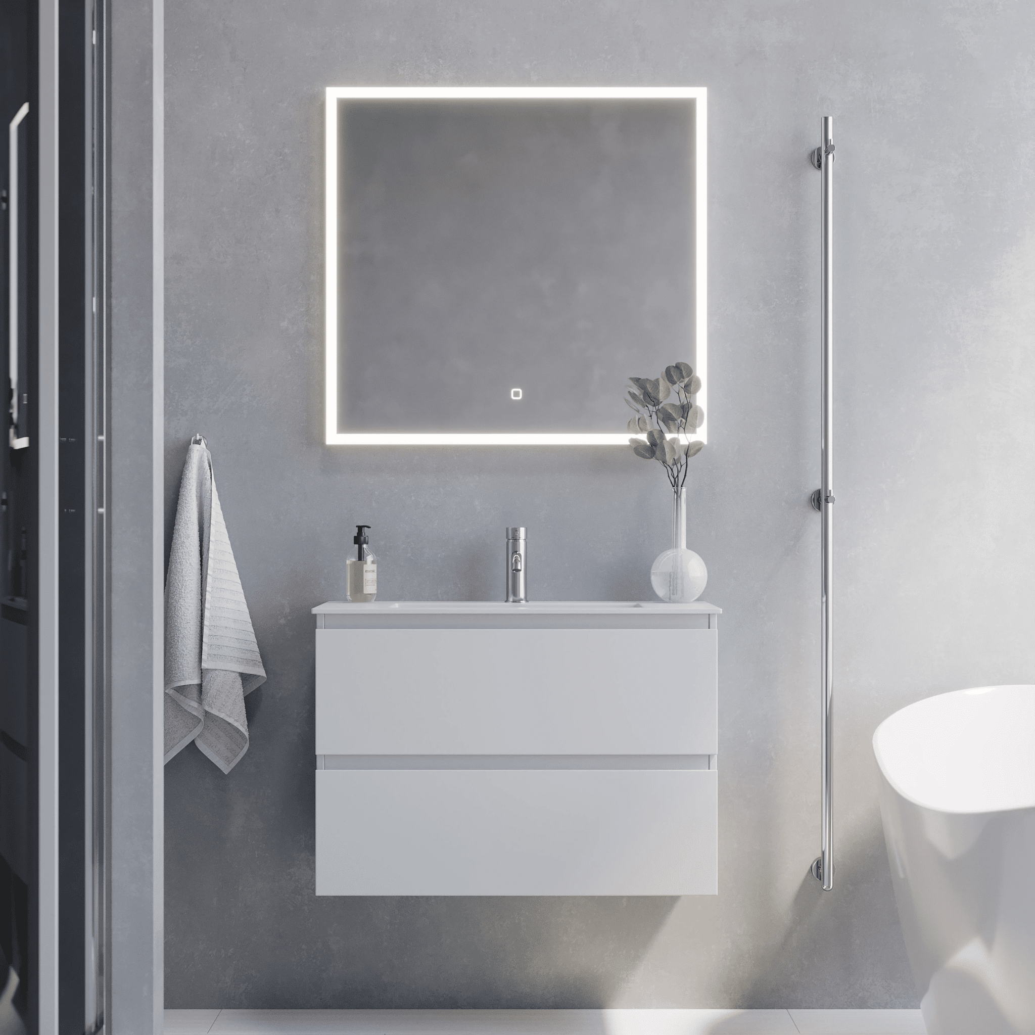 Sandshamn, Furniture Set - Basin & Cabinet, White Mat - 60 cm - MASTERSTORE - 8595677150902 - Furniture Set - Code - 73-060-70-01-30 - 8595677150902