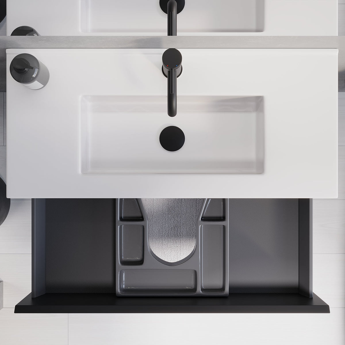 Sandshamn, Furniture Set - Basin & Cabinet, Black Mat - 60 cm - MASTERSTORE - 8595677150919 - Furniture Set - Code - 73-060-70-02-30 - 8595677150919