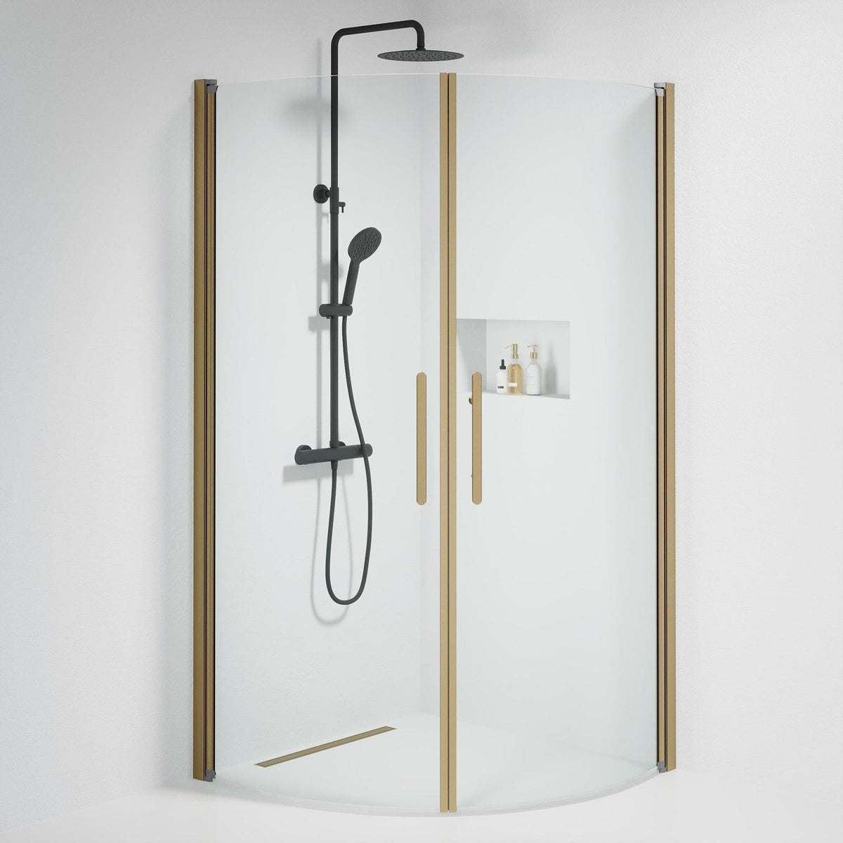 Round - Clear, Shower Enclosure Set - Code, Clear/Bronze - 80 cm - MASTERSTORE - 8595677155112 - Shower Enclosure Set - Code - 35 - 809 - 70 - 50 - 00 - 8595677155112