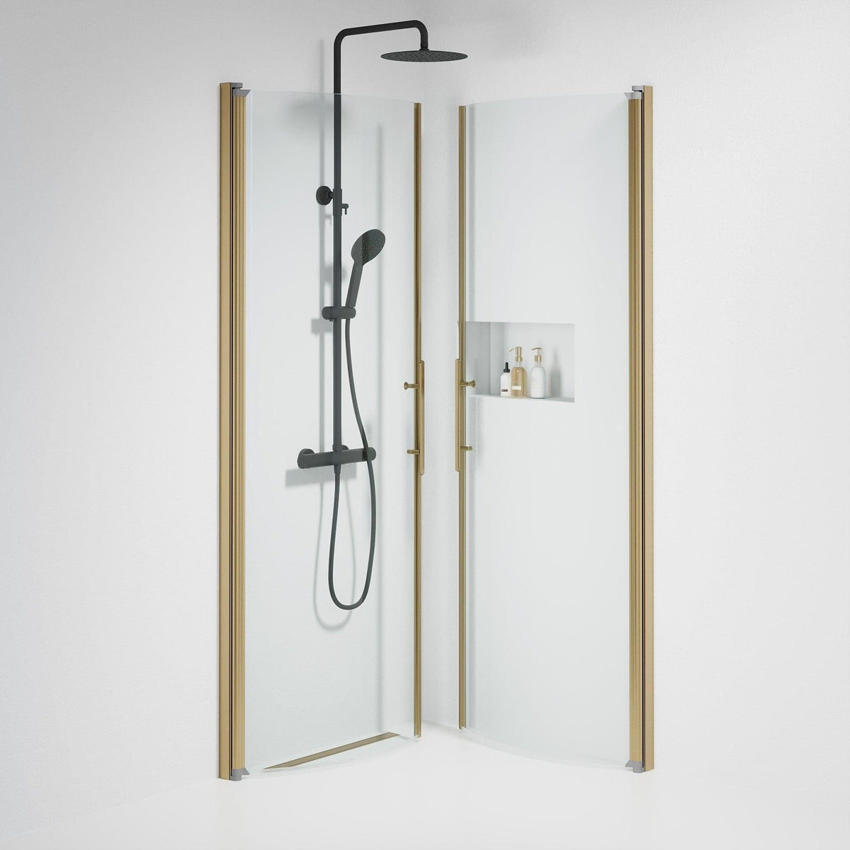Round - Clear, Shower Enclosure Set - Code, Clear/Bronze - 90 cm - MASTERSTORE - 8595677155136 - Shower Enclosure Set - Code - 35 - 909 - 70 - 50 - 00 - 8595677155136