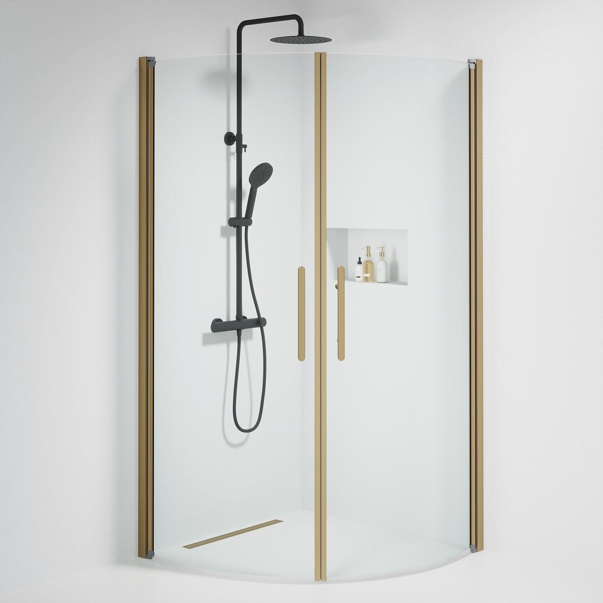 Round - Clear, Shower Enclosure Set - Code, Clear/Bronze - 90 cm - MASTERSTORE - 8595677155136 - Shower Enclosure Set - Code - 35 - 909 - 70 - 50 - 00 - 8595677155136