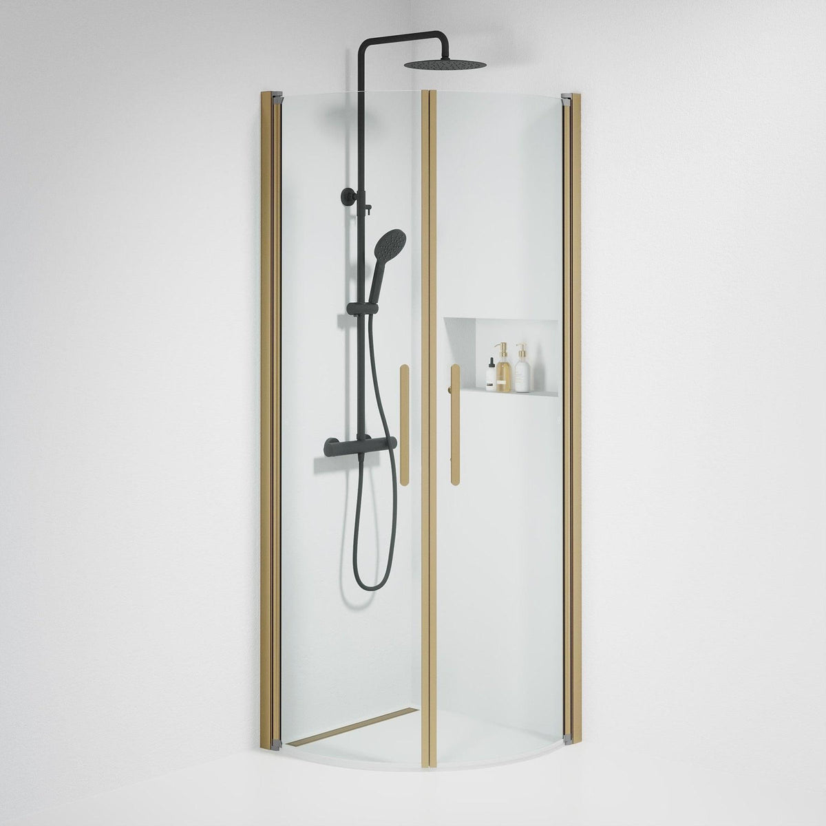 Round - Clear, Shower Enclosure Set - Code, Clear/Bronze - 90 cm - MASTERSTORE - 8595677155136 - Shower Enclosure Set - Code - 35 - 909 - 70 - 50 - 00 - 8595677155136