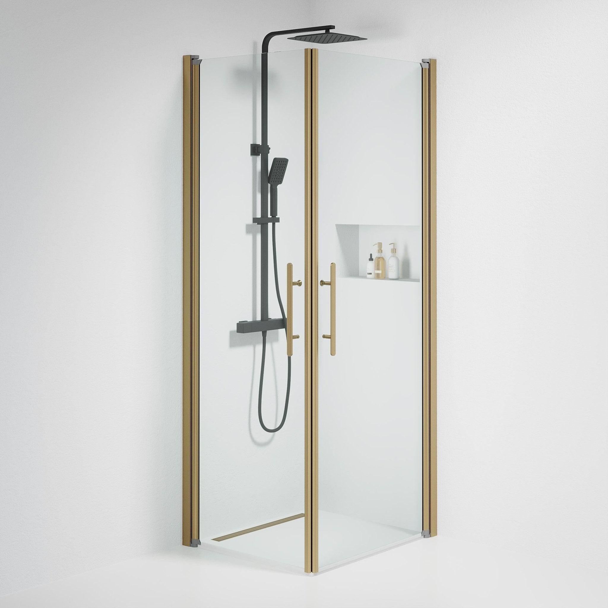 Duschhörna fyrkantig 100x100x198 cm - 6 mm klart nanoglas - bronsprofil - Vänern - Duschhörn - Square - Clear, Shower Enclosure Set - Code, Clear/Bronze - 100 cm - MASTERSTORE - 8595677155358 - Shower Enclosure Set - Code - 36 - 101 - 70 - 50 - 00 - 8595677155358 -