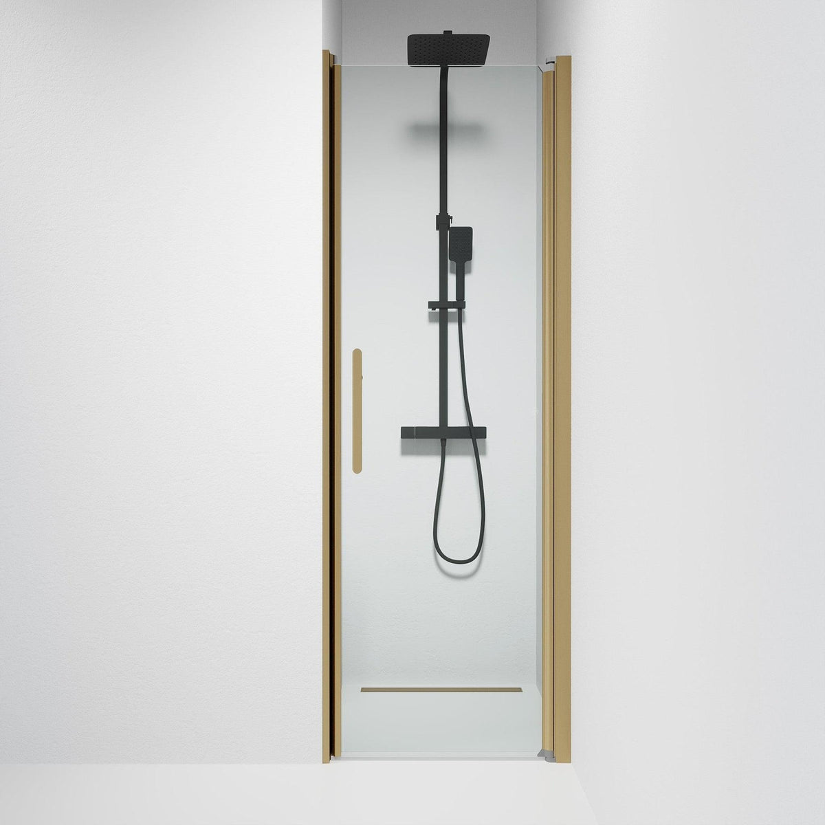 Dörr till duschnisch 100x198 cm - 6 mm klart nanoglas - bronsprofil - Vänern