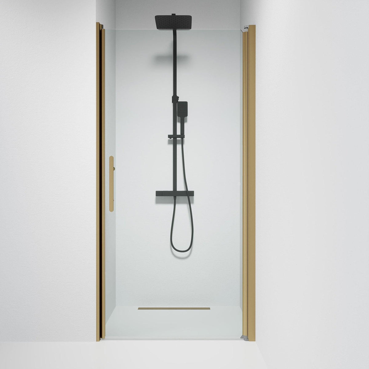 Dörr till duschnisch 100x198 cm - 6 mm klart nanoglas - bronsprofil - Vänern