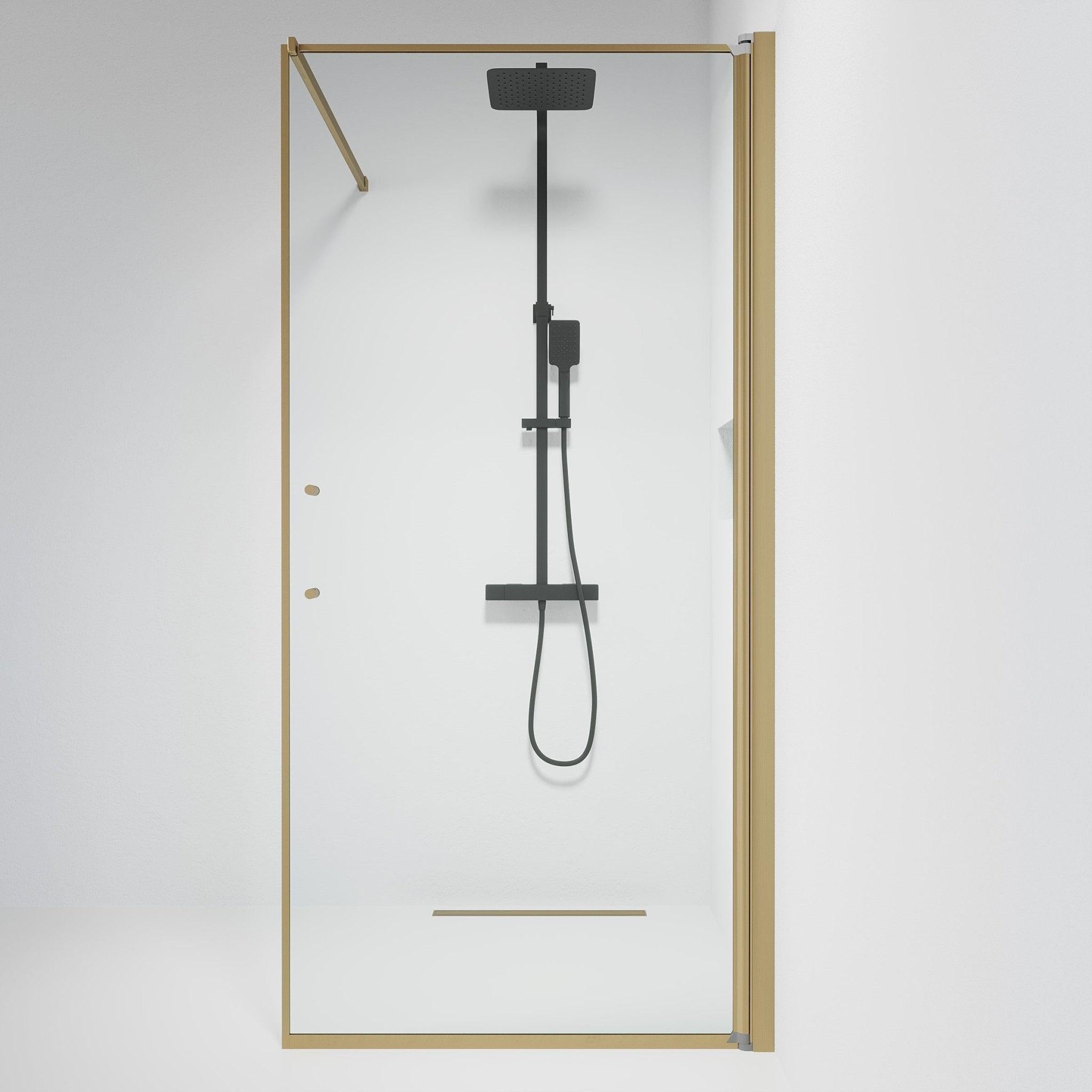 Fast duschvägg med stabiliseringsstag 70x198 cm - 6 mm klart nanoglas - bronsprofil - Vänern - Duschväggar - Square - Clear, Shower Enclosure Set - Code, Clear/Bronze - 70 cm - MASTERSTORE - 8595677155549 - Shower Enclosure Set - Code - 39 - 070 - 70 - 50 - 00 - 8595677155549 -
