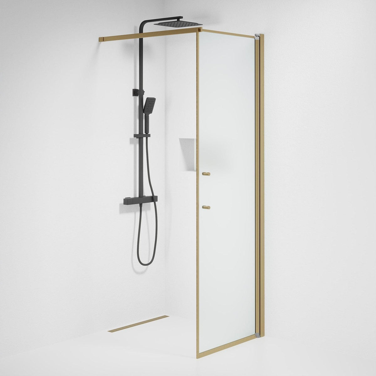 Square - Frosted, Shower Enclosure Set - Code, Matt/Bronze - 80 cm - MASTERSTORE - 8595677155594 - Shower Enclosure Set - Code - 39 - 080 - 70 - 55 - 00 - 8595677155594