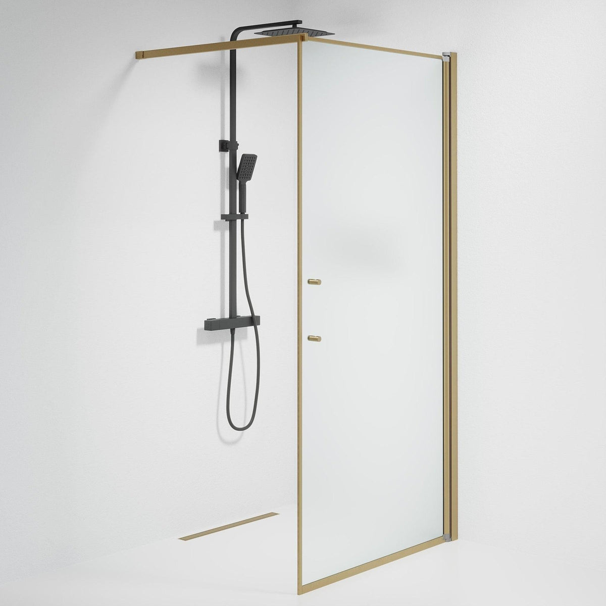 Square - Frosted, Shower Enclosure Set - Code, Matt/Bronze - 80 cm - MASTERSTORE - 8595677155594 - Shower Enclosure Set - Code - 39 - 080 - 70 - 55 - 00 - 8595677155594