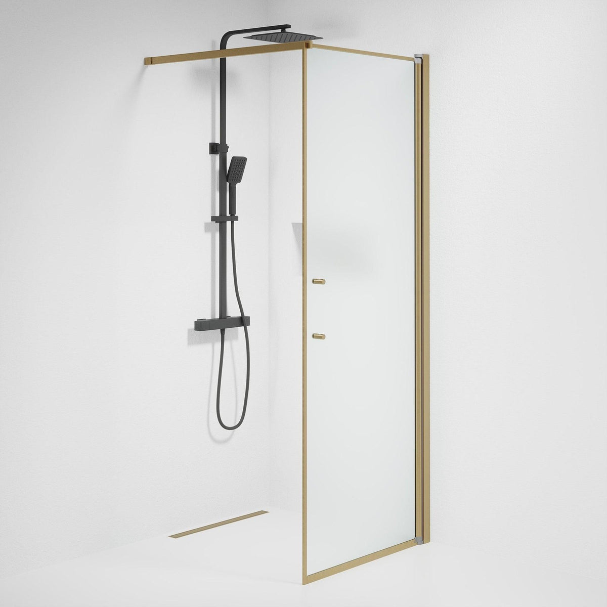 Square - Frosted, Shower Enclosure Set - Code, Matt/Bronze - 90 cm - MASTERSTORE - 8595677155600 - Shower Enclosure Set - Code - 39 - 090 - 70 - 55 - 00 - 8595677155600