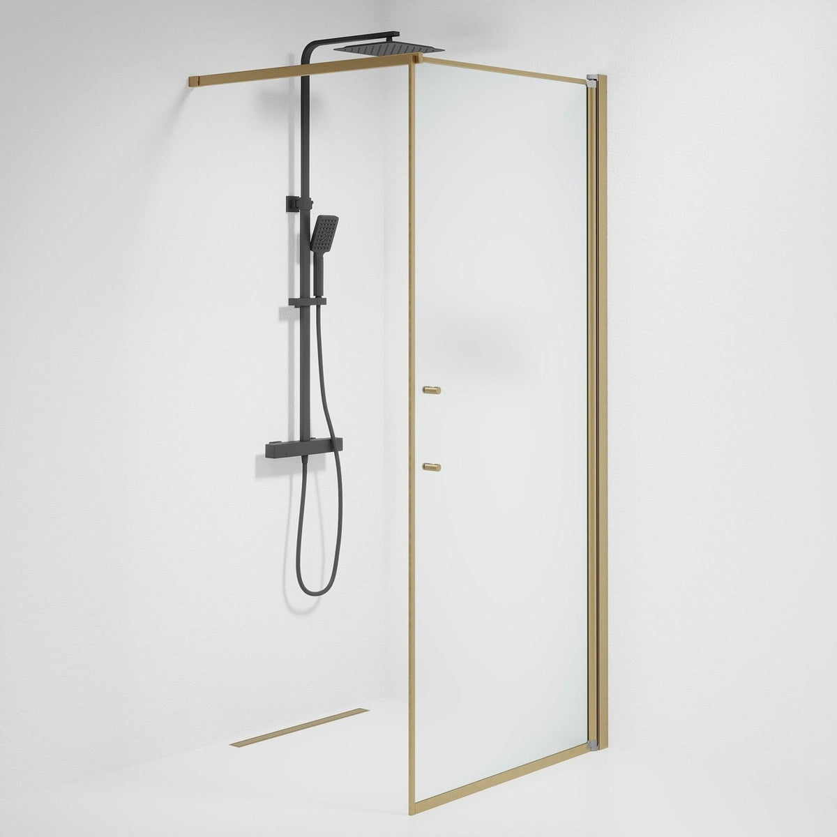 Square - Frosted, Shower Enclosure Set - Code, Matt/Bronze - 100 cm - MASTERSTORE - 8595677155617 - Shower Enclosure Set - Code - 39 - 100 - 70 - 55 - 00 - 8595677155617