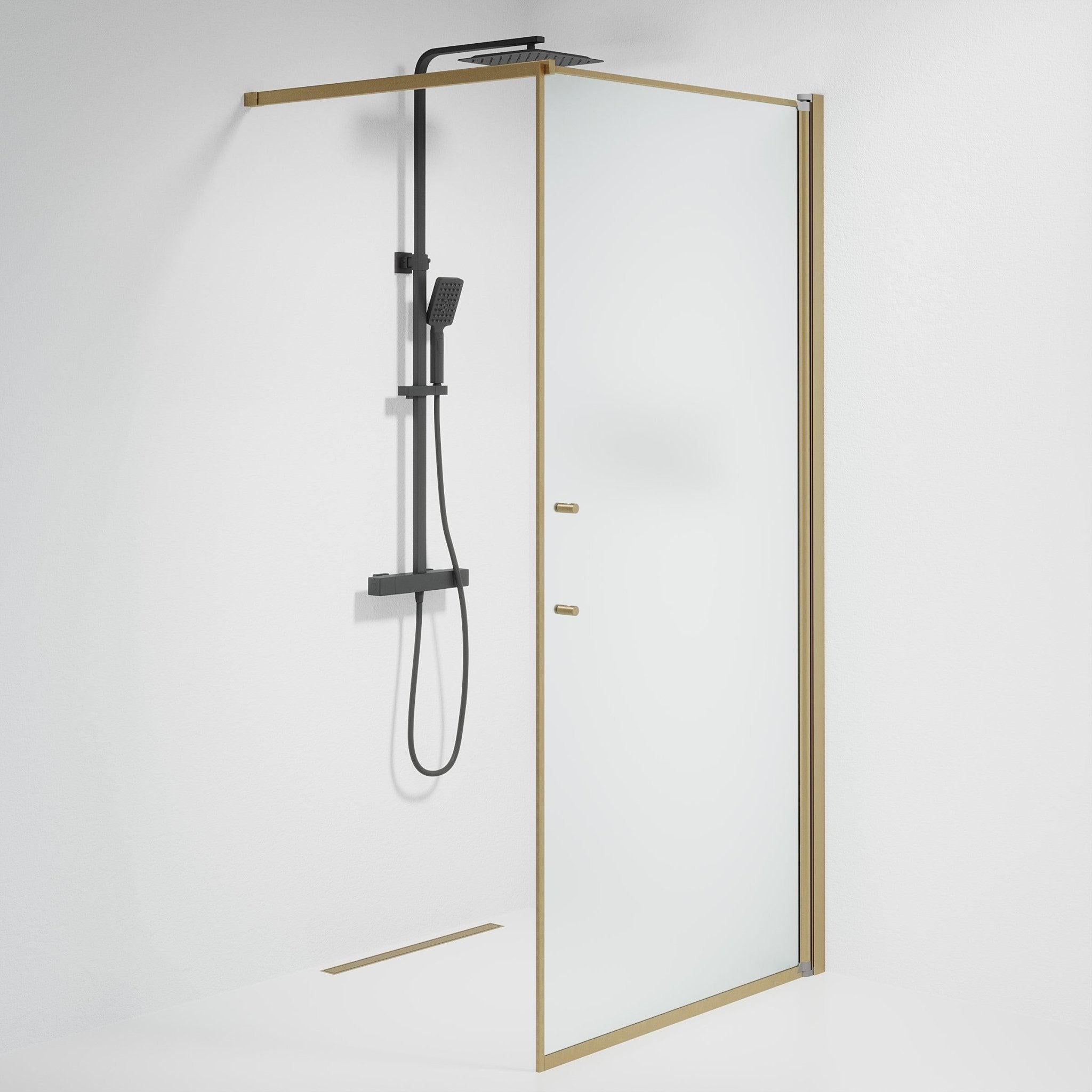 Square - Frosted, Shower Enclosure Set - Code, Matt/Bronze - 100 cm - MASTERSTORE - 8595677155617 - Shower Enclosure Set - Code - 39 - 100 - 70 - 55 - 00 - 8595677155617