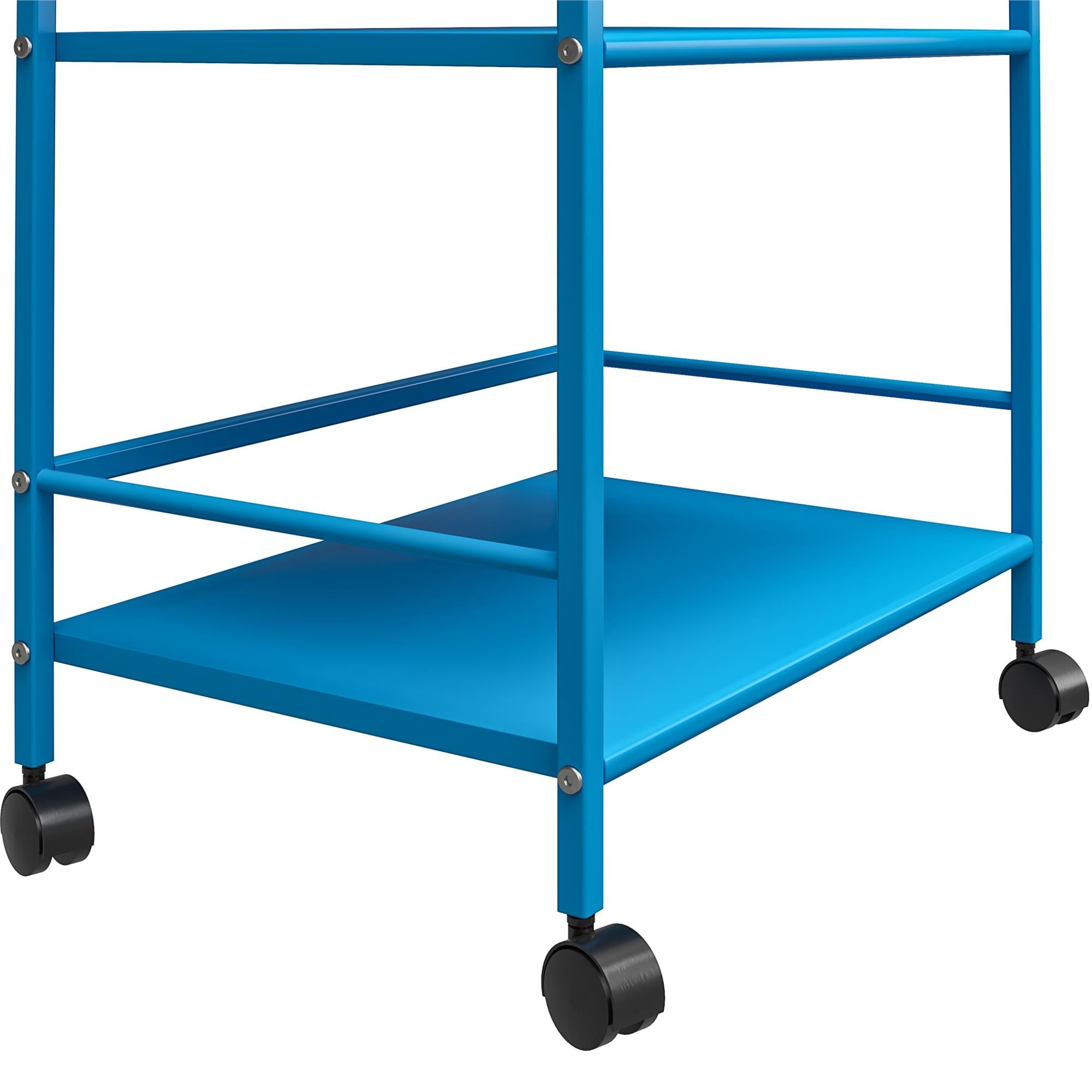 Rullbord - 43x29x77 cm - med 3 hyllplan, i pulverlackerad metall - blå - Cache - Rullbord - Rullbord - 43x29x77 cm - med 3 hyllplan, i pulverlackerad metall - blå - Cache -