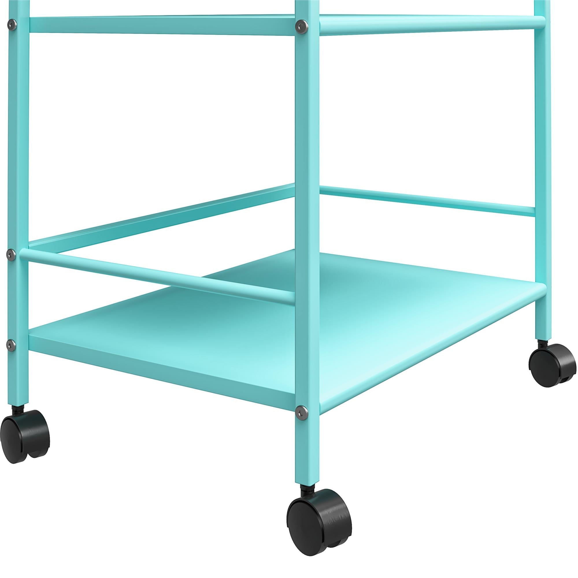 Rullbord - 43x29x77 cm - med 3 hyllplan, i pulverlackerad metall - mynta - Cache - Rullbord - Rullbord - 43x29x77 cm - med 3 hyllplan, i pulverlackerad metall - mynta - Cache -