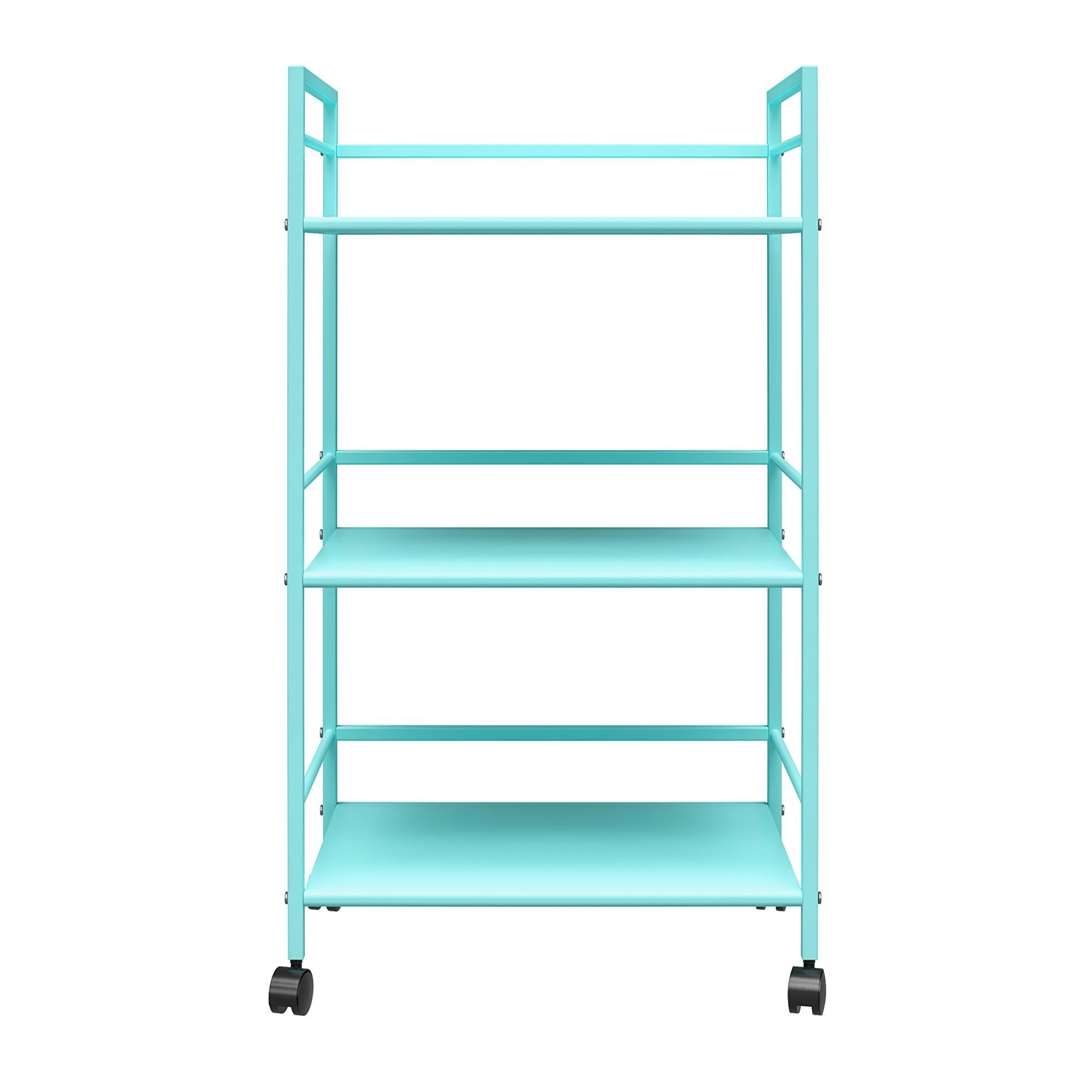 Rullbord - 43x29x77 cm - med 3 hyllplan, i pulverlackerad metall - mynta - Cache - Rullbord - Rullbord - 43x29x77 cm - med 3 hyllplan, i pulverlackerad metall - mynta - Cache -