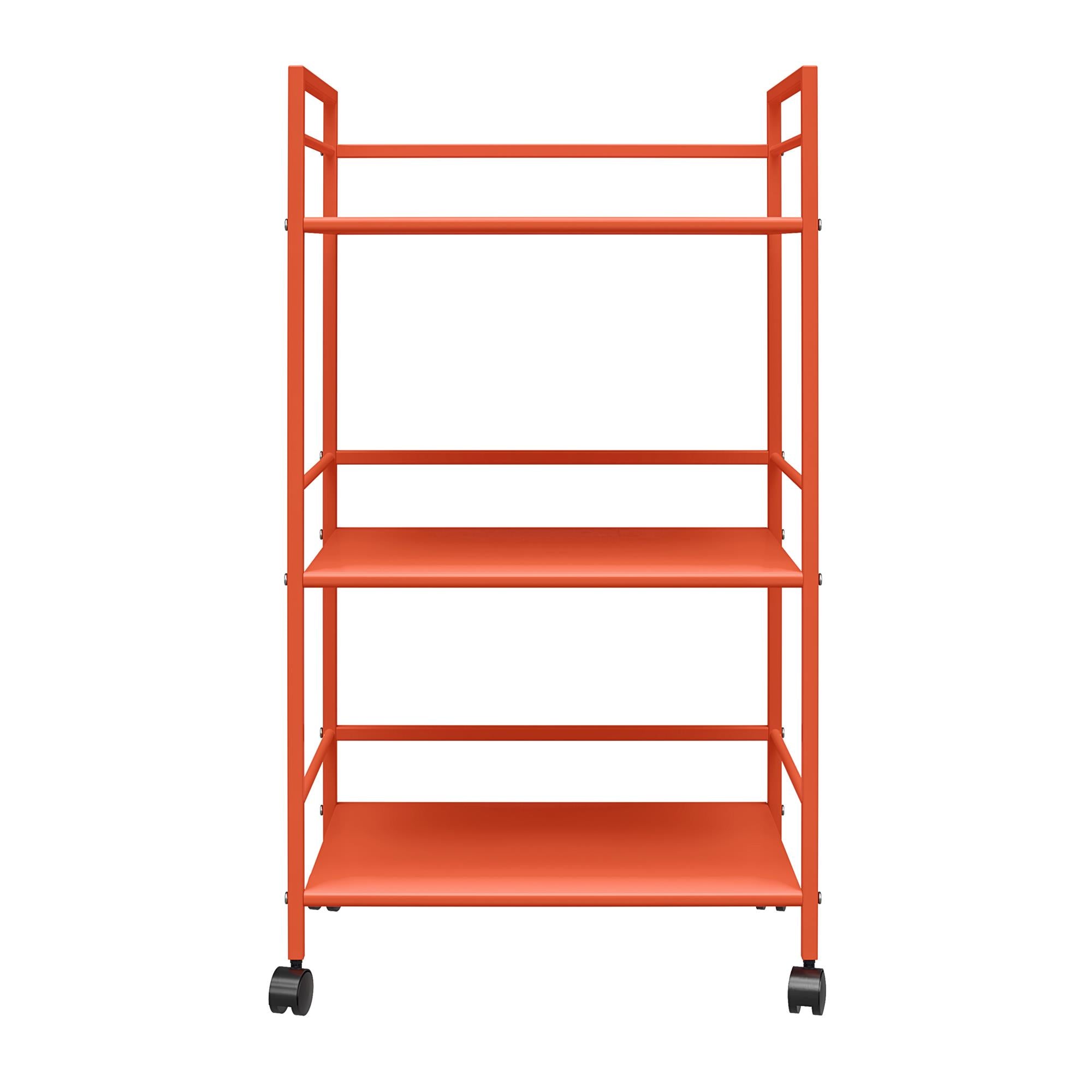 Rullvagn - 43x29x77 cm - med 3 hyllplan, i pulverlackerad metall - orange - Cache