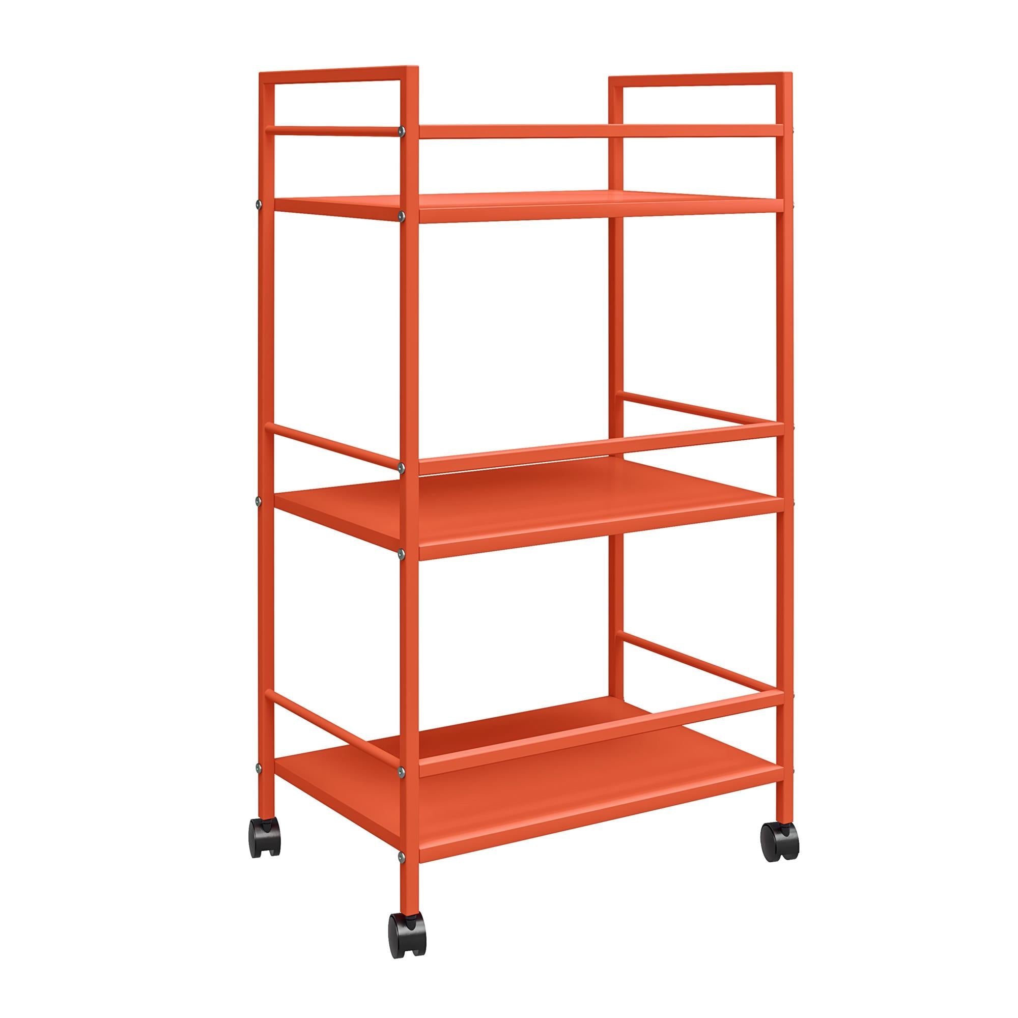 Rullbord - 43x29x77 cm - med 3 hyllplan, i pulverlackerad metall - orange - Cache - Rullbord - Cache Mobile Utility Cart in Vibrant Orange – Multi - Purpose Storage Solution - MASTERSTORE - 8595677158649 - mobile utility carts - 7741813COM - 8595677158649 -
