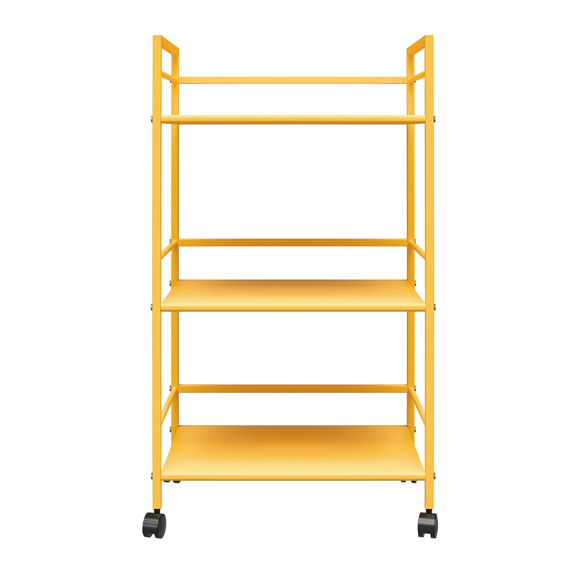 Rullvagn - 43x29x77 cm - med 3 hyllplan, i pulverlackerad metall - gul - Cache