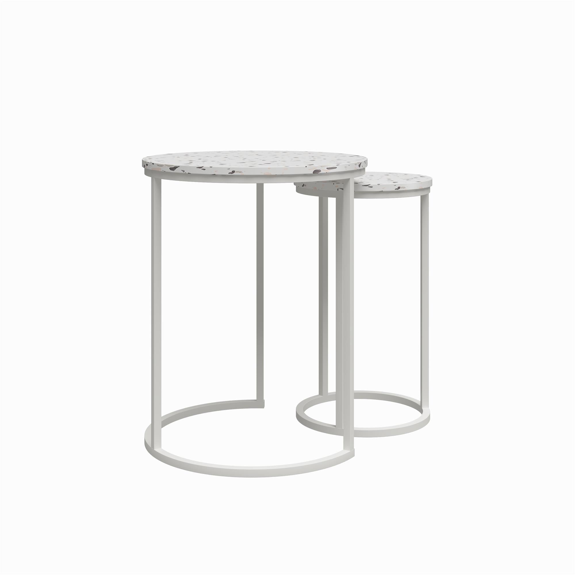 Runda sidobord - Ø46 & Ø30 - 2 stycken med metallben i guldfärg - terrass - Amelia - Sidobord - Runda sidobord - Ø46 & Ø30 - 2 stycken med metallben i guldfärg - terrass - Amelia -