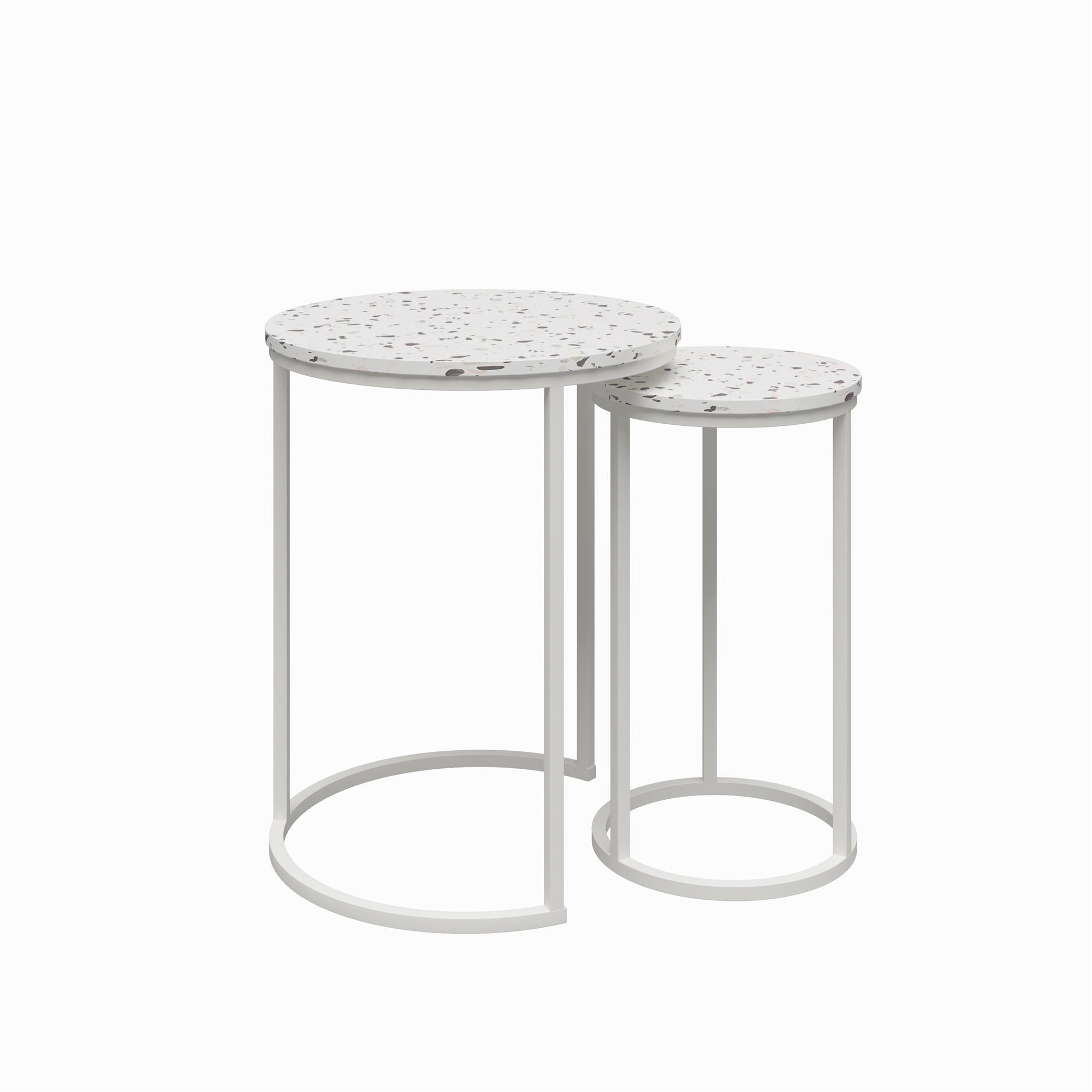 Runda sidobord - Ø46 & Ø30 - 2 stycken med metallben i guldfärg - terrass - Amelia - Sidobord - Runda sidobord - Ø46 & Ø30 - 2 stycken med metallben i guldfärg - terrass - Amelia -