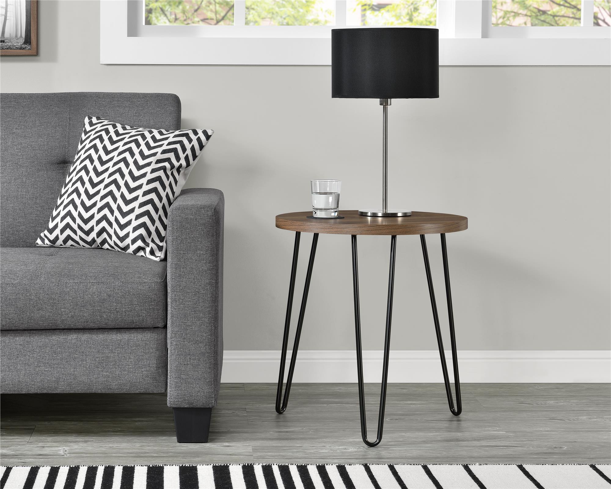 Owen runt sidobord, valnöt