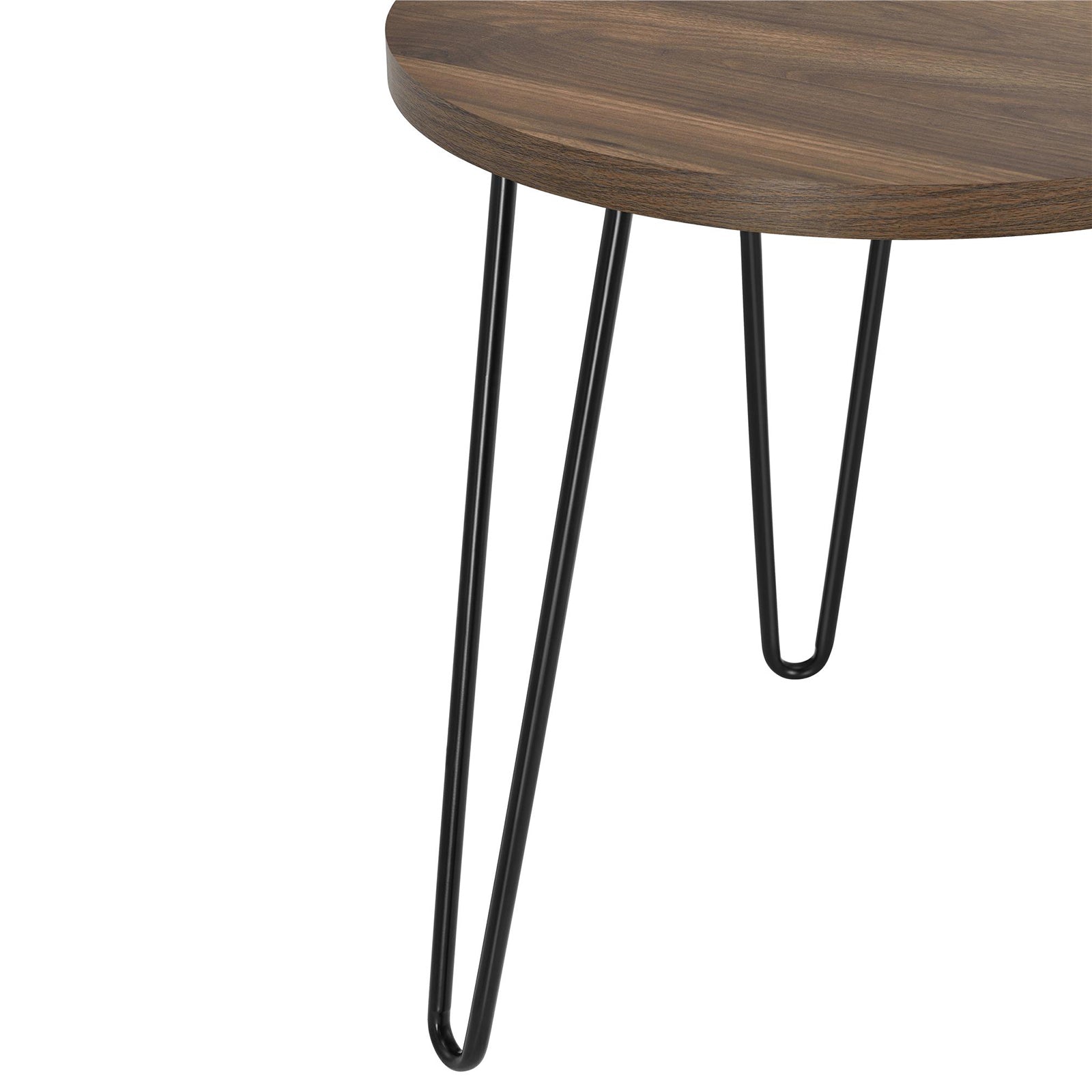 Owen runt sidobord, grå ek